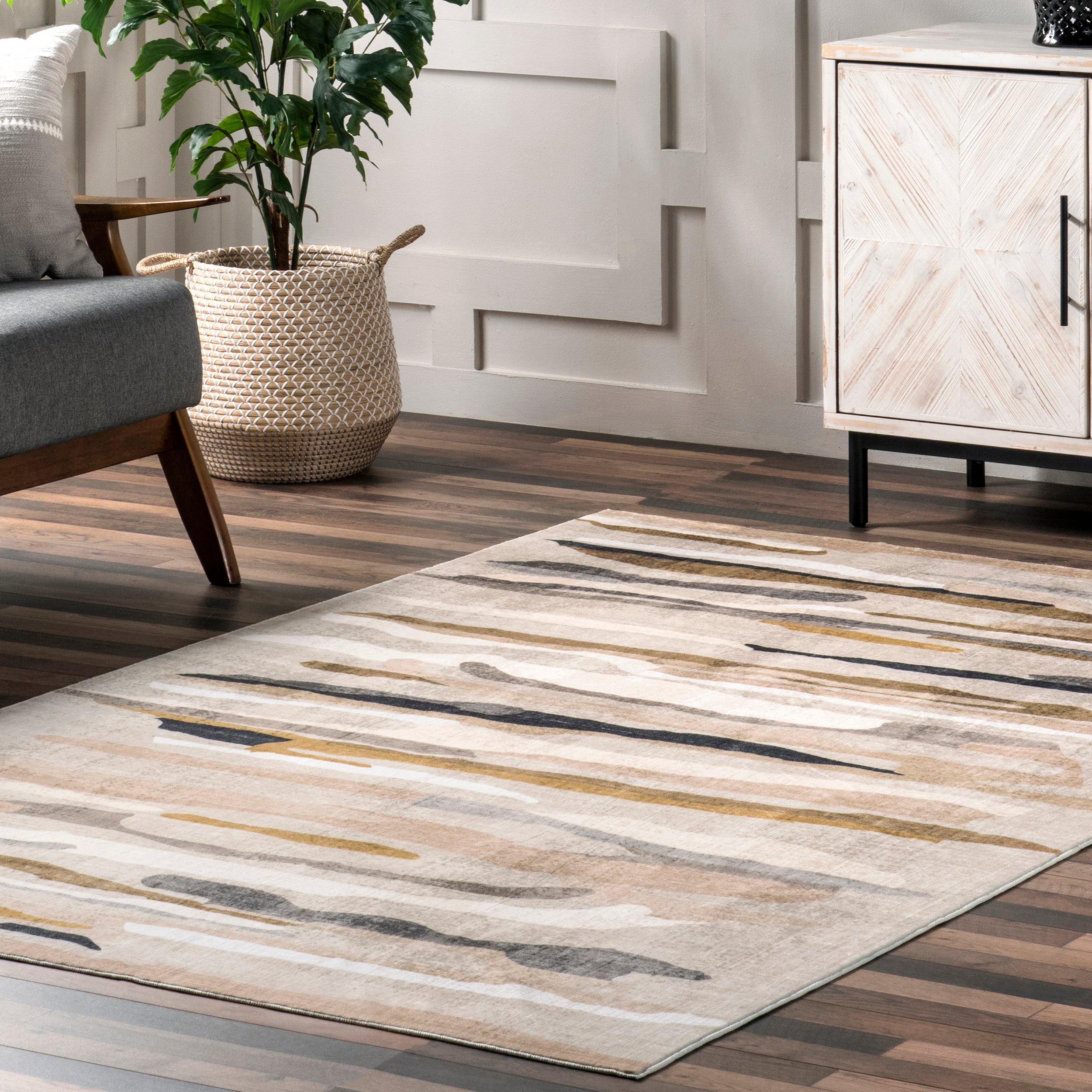 Elvi Abstract Watercolor Machine Washable Area Rug - Image 9