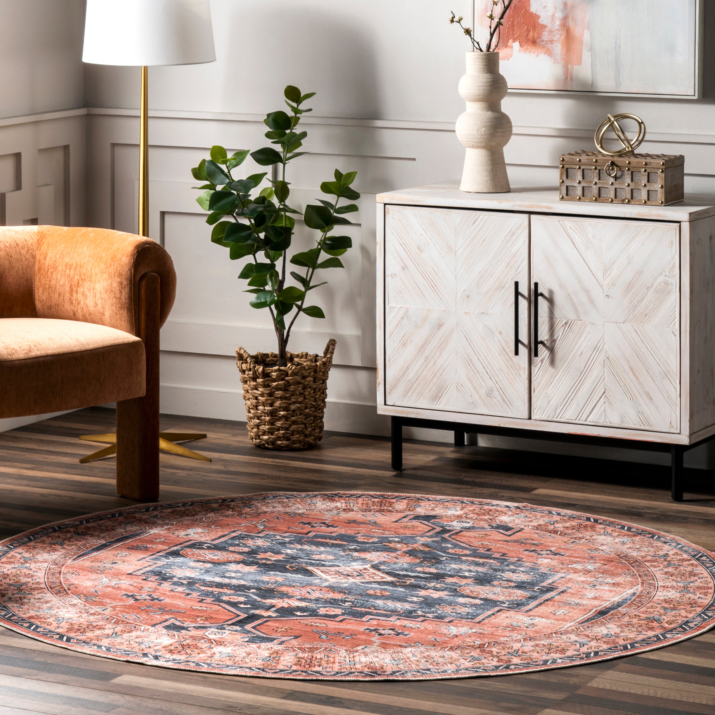 Medallion Bordered Machine Washable Area Rug - Image 10