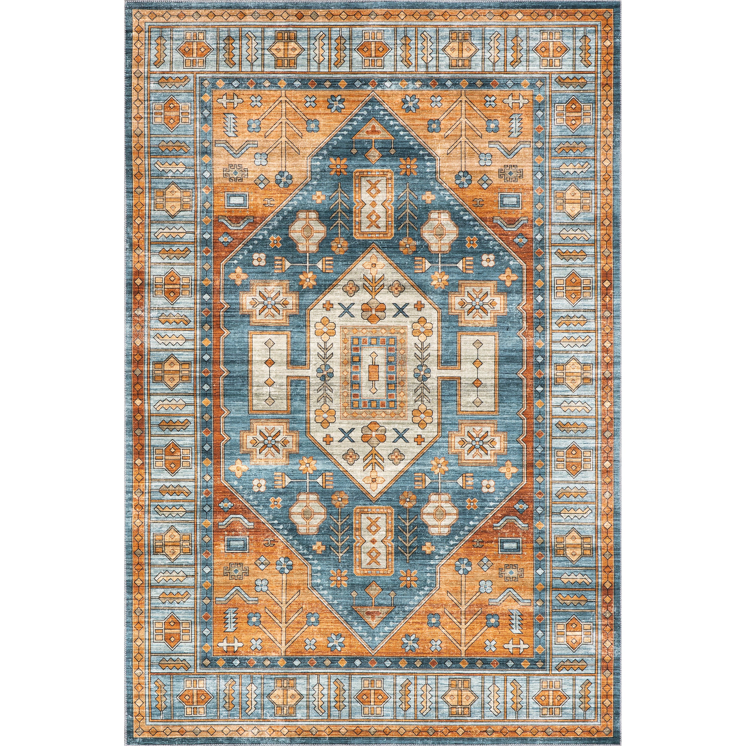 Heidy Vintage Traditional Machine Washable Area Rug