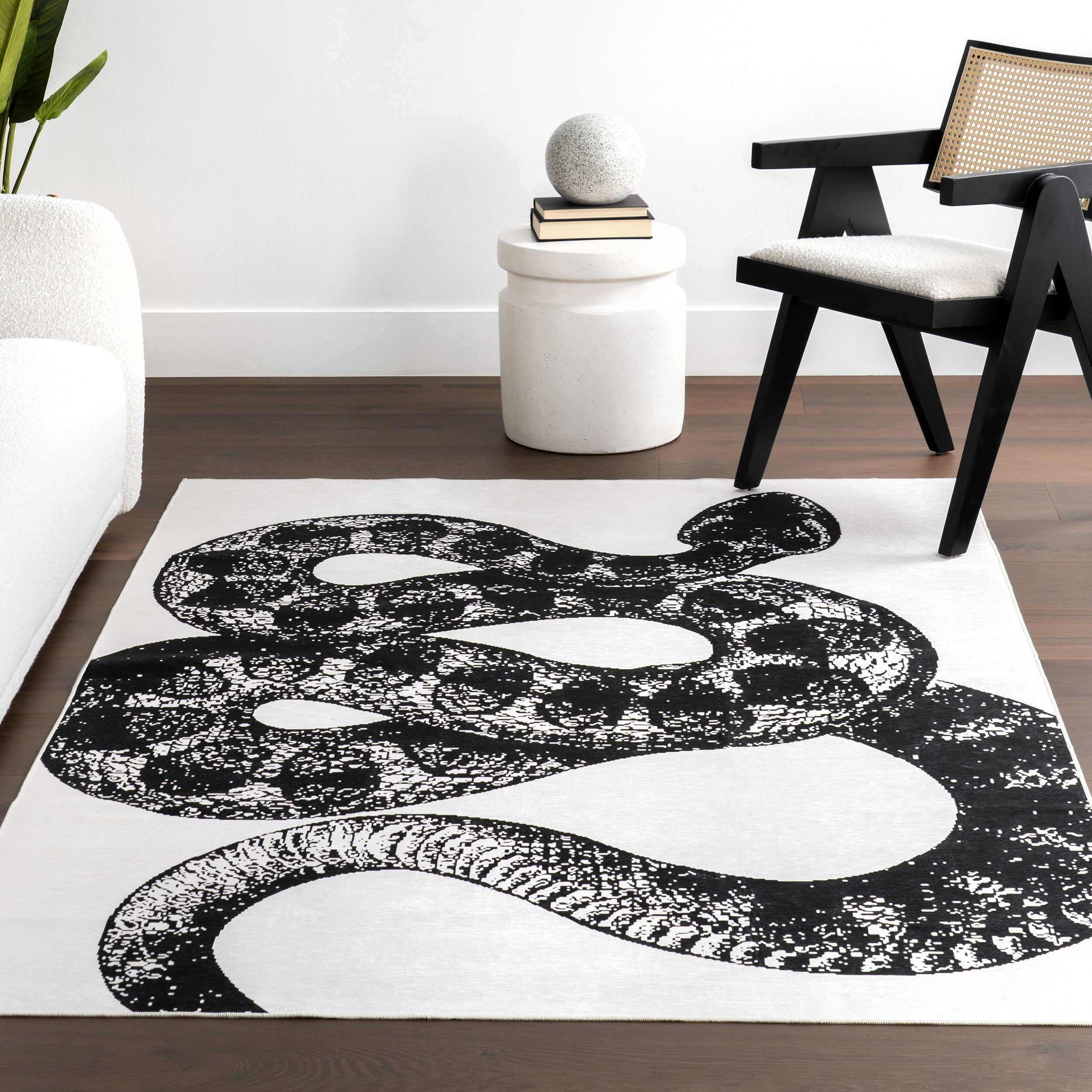 Nila SplashGuard Modern Snake Print Machine Washable Area Rug - Image 9