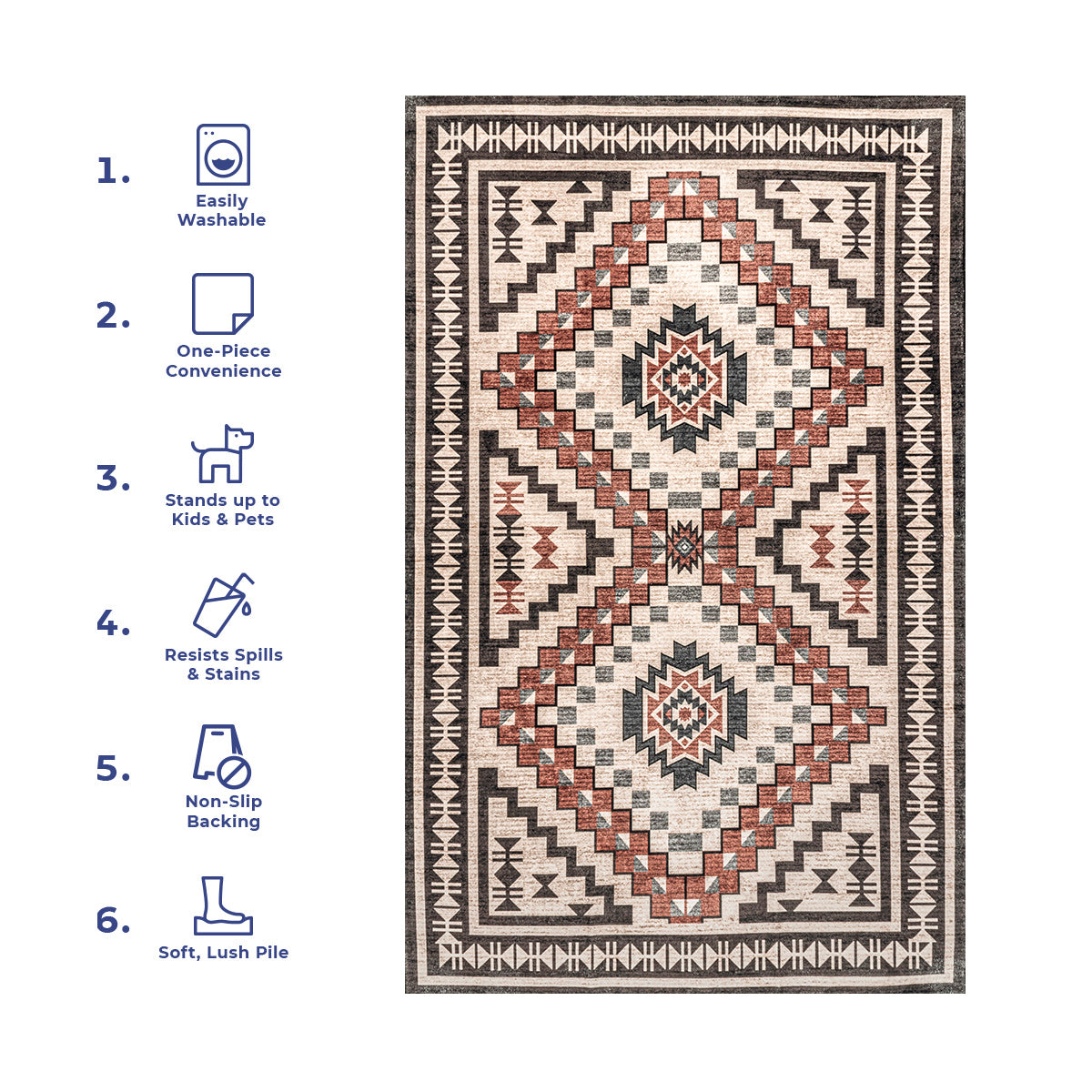 Leighton Machine Washable Southwestern Medallion Area Rug - Image 14