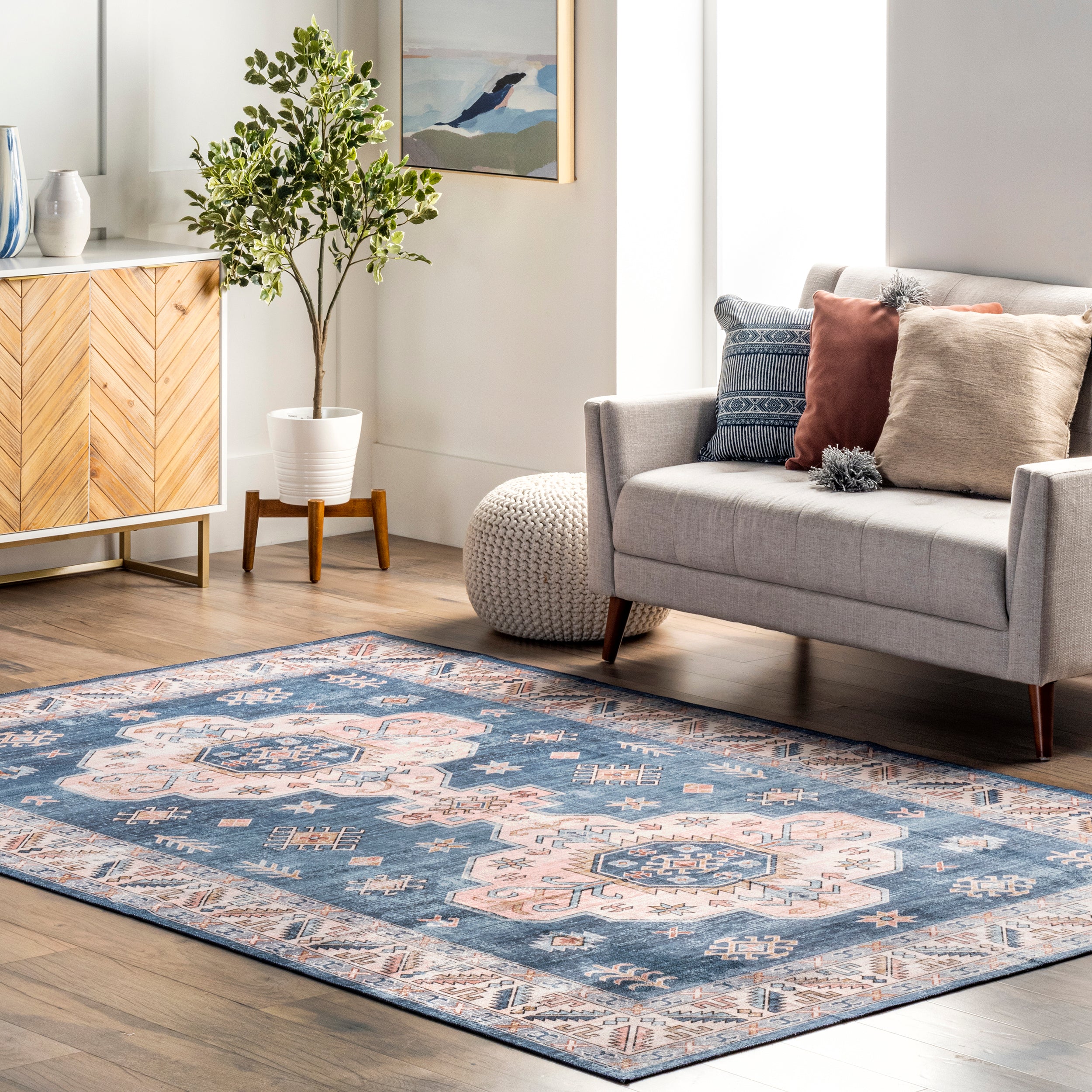 Norma Machine Washable Traditional Medallion Area Rug - Image 2