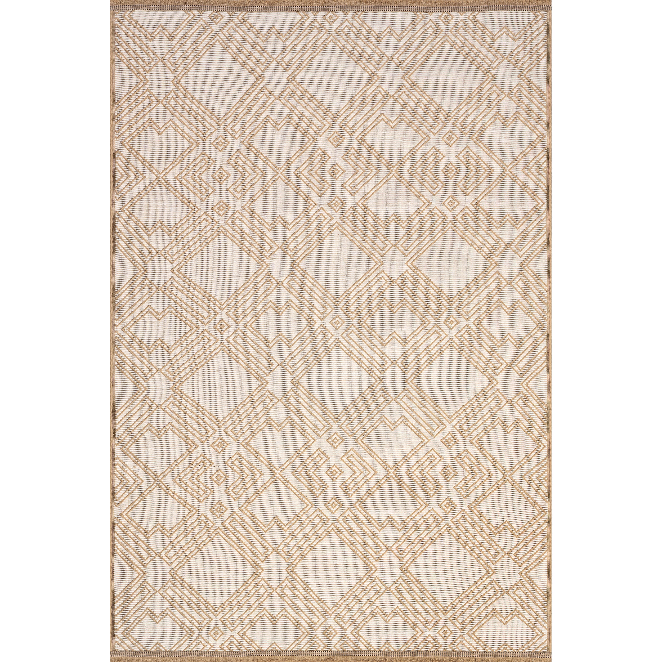 Geometric Trellis Jute Fringe Area Rug