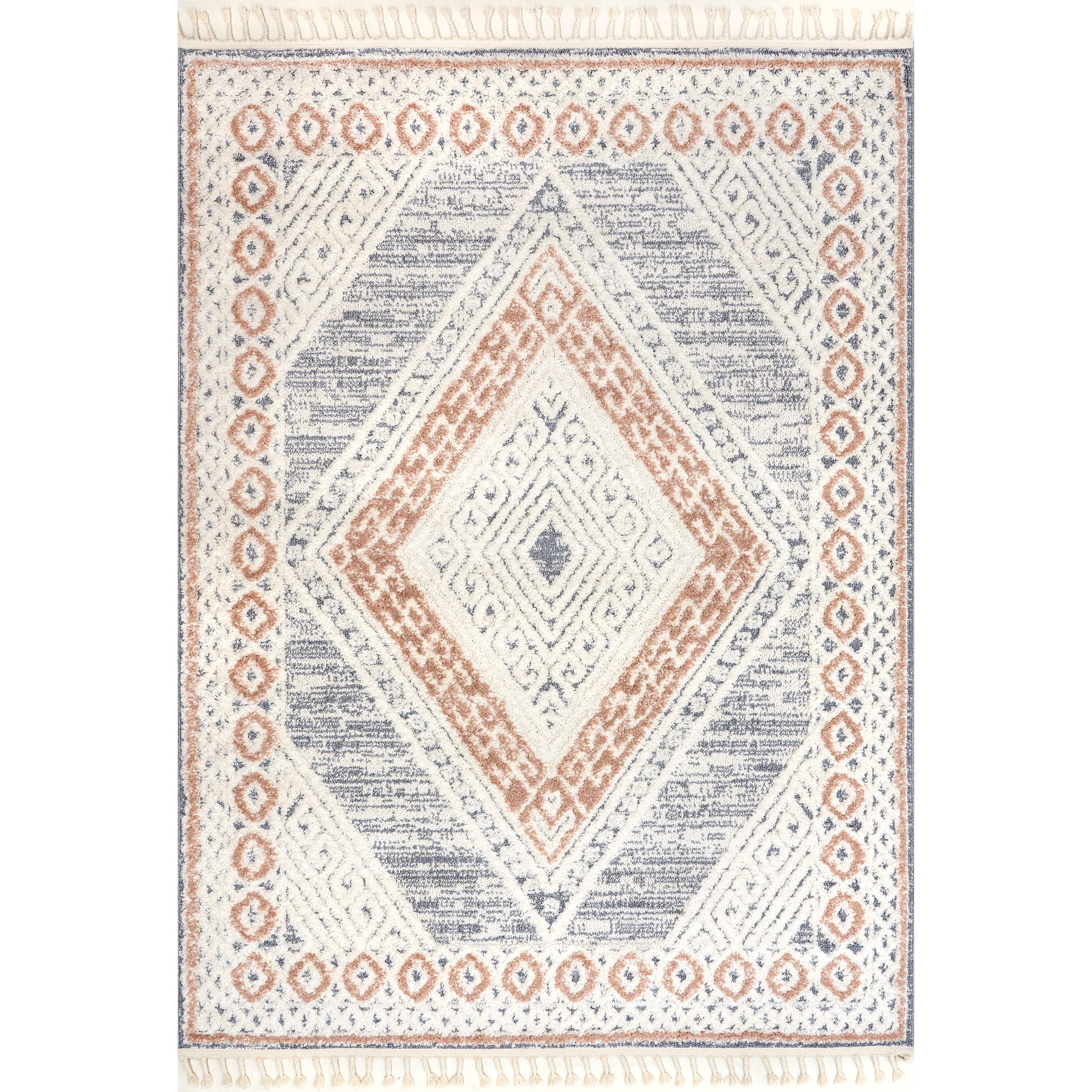 Acacia Raised Diamond Tasseled Area Rug