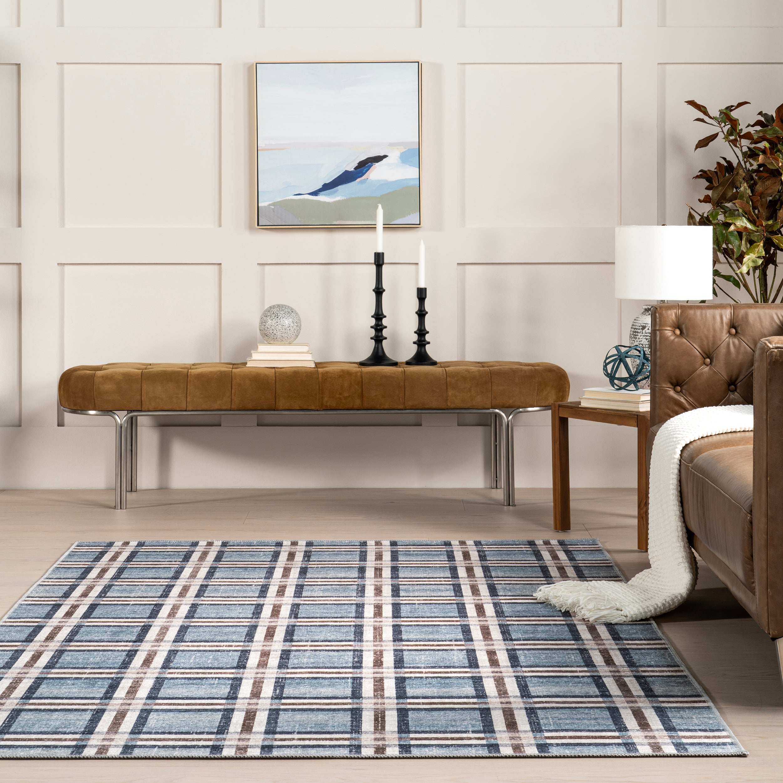 Steph Windowpane Plaid Machine Washable Area Rug - Image 8