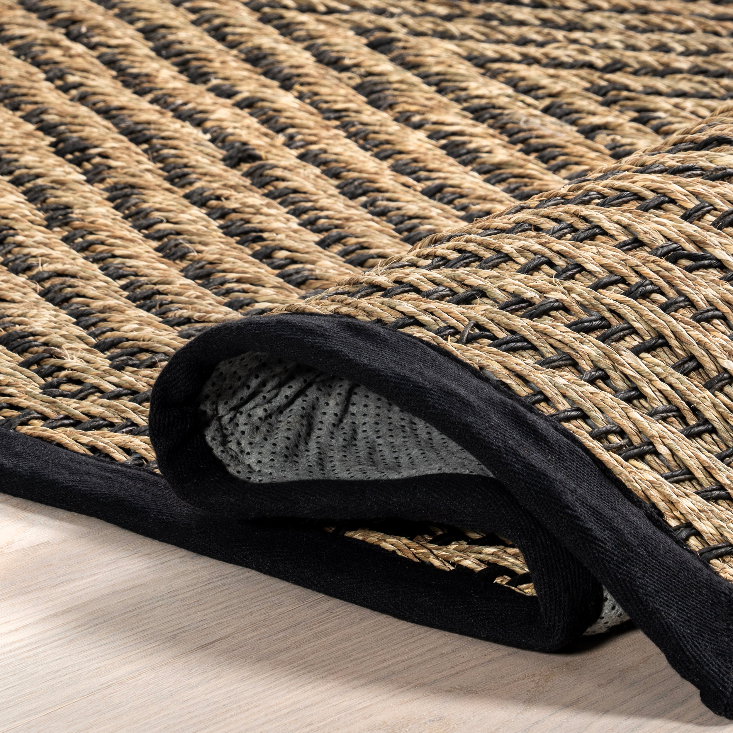 Meara Geometric Striped Seagrass Area Rug - Image 13