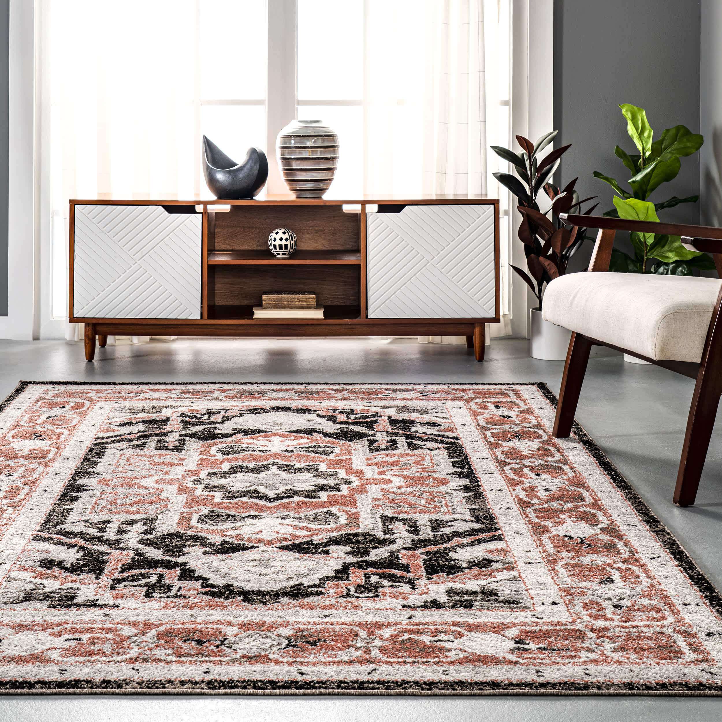 Deanna Distressed Traditional Medallion Cotton Blend Area Rug - Image 8