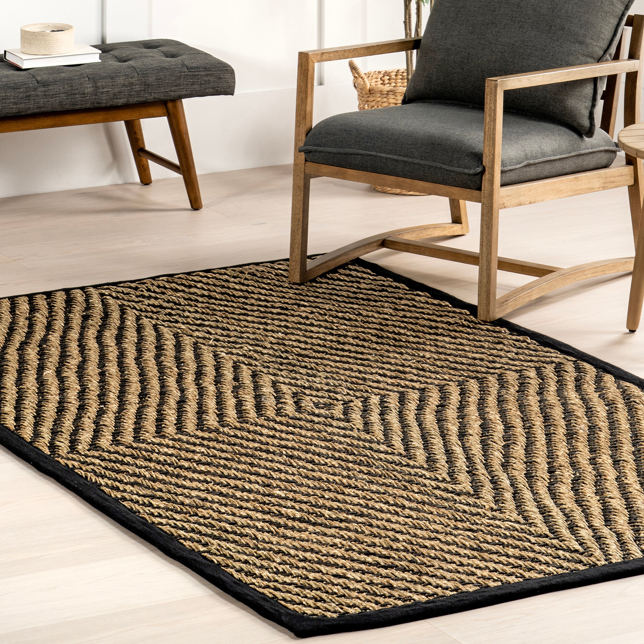 Meara Geometric Striped Seagrass Area Rug - Image 18