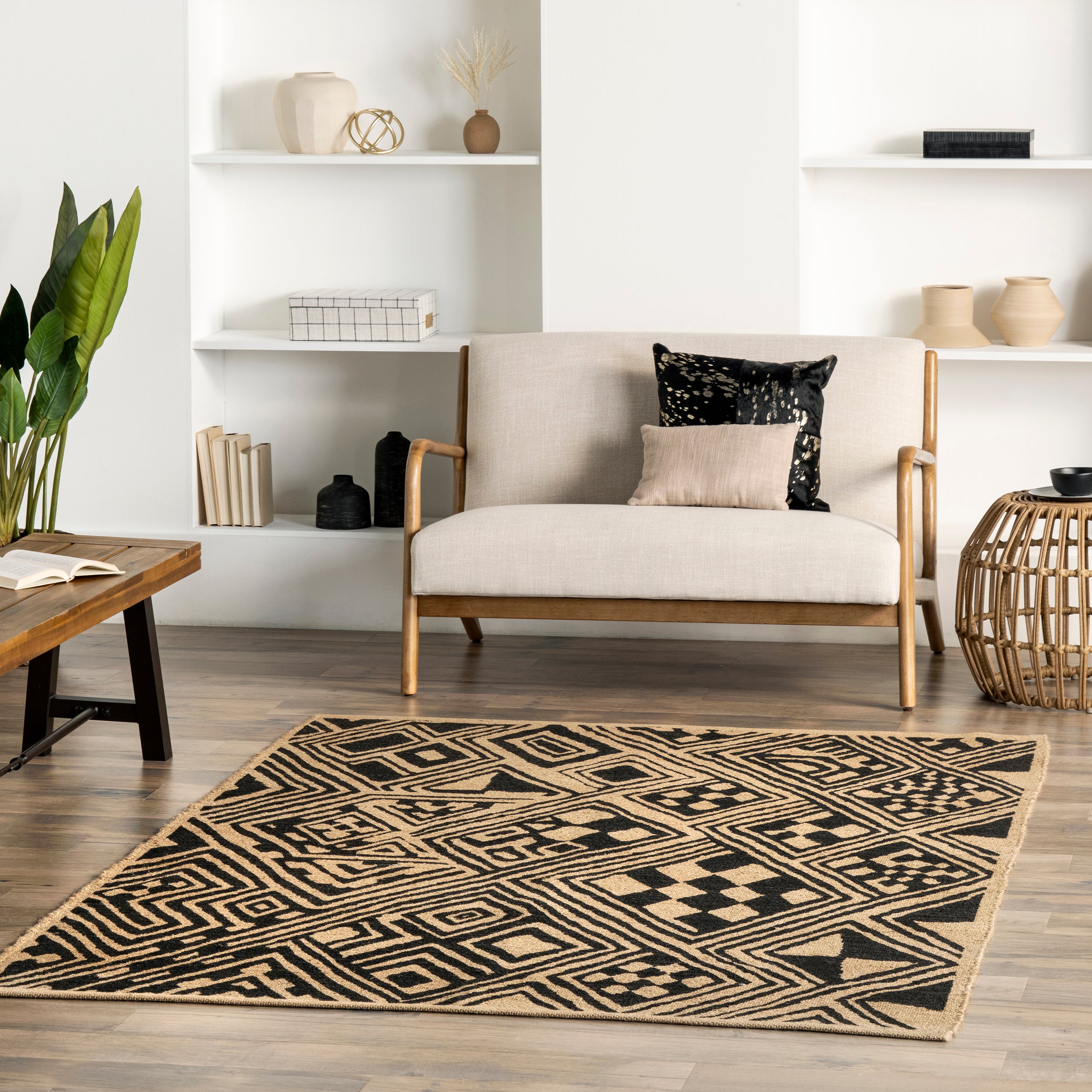 Merissa Tribal Lattice Jute Area Rug - Image 2