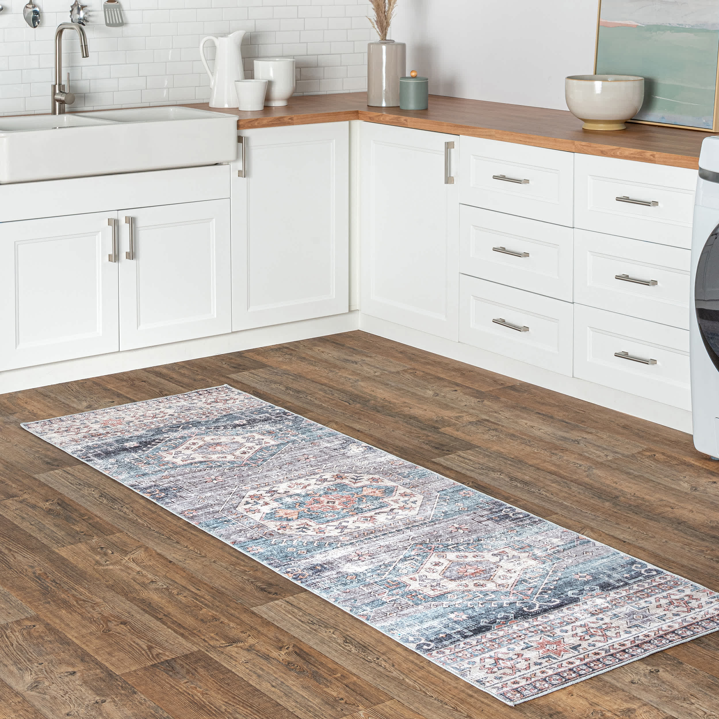 Drina Machine Washable Distressed Area Rug - Image 10