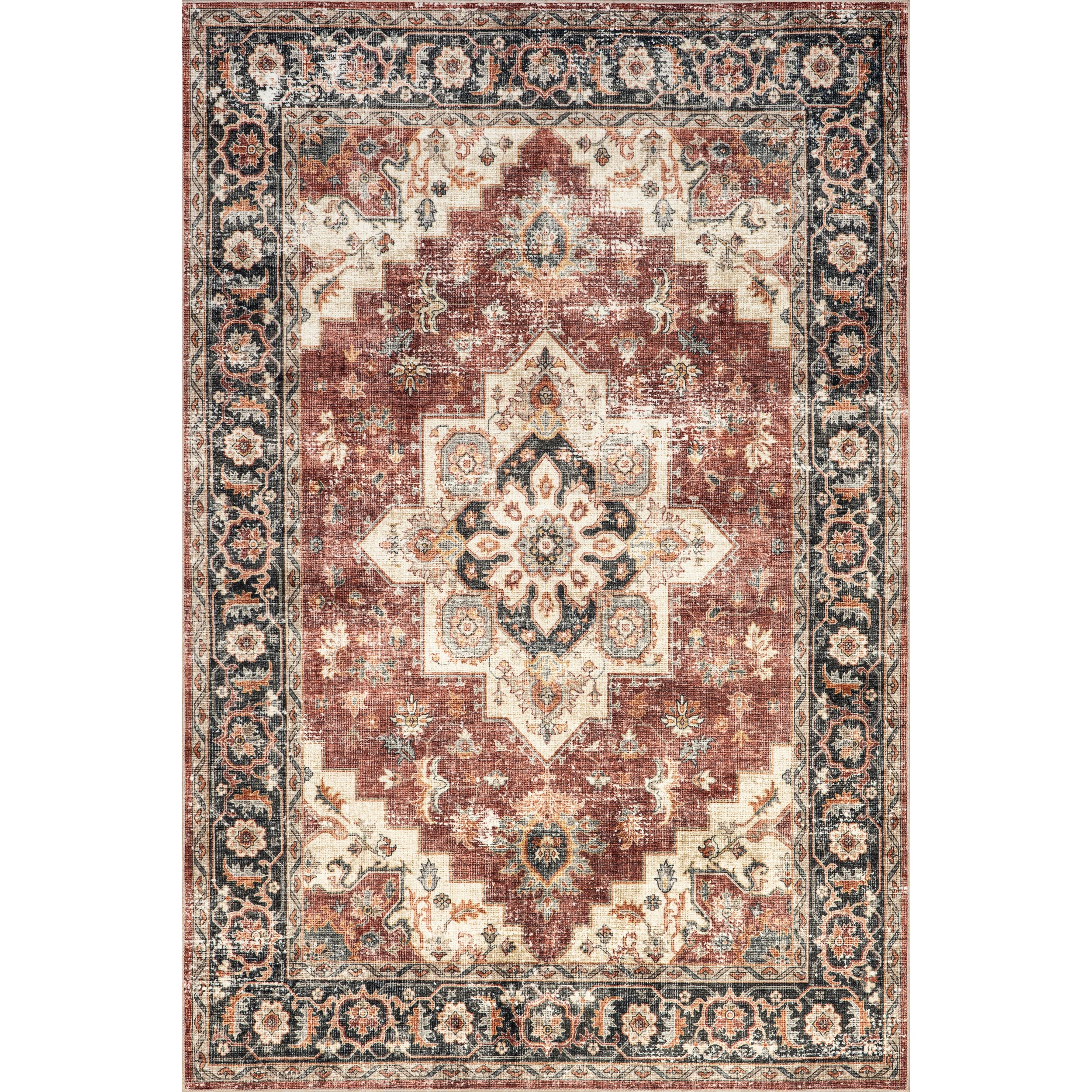 Arbor Traditional Vintage Machine Washable Area Rug