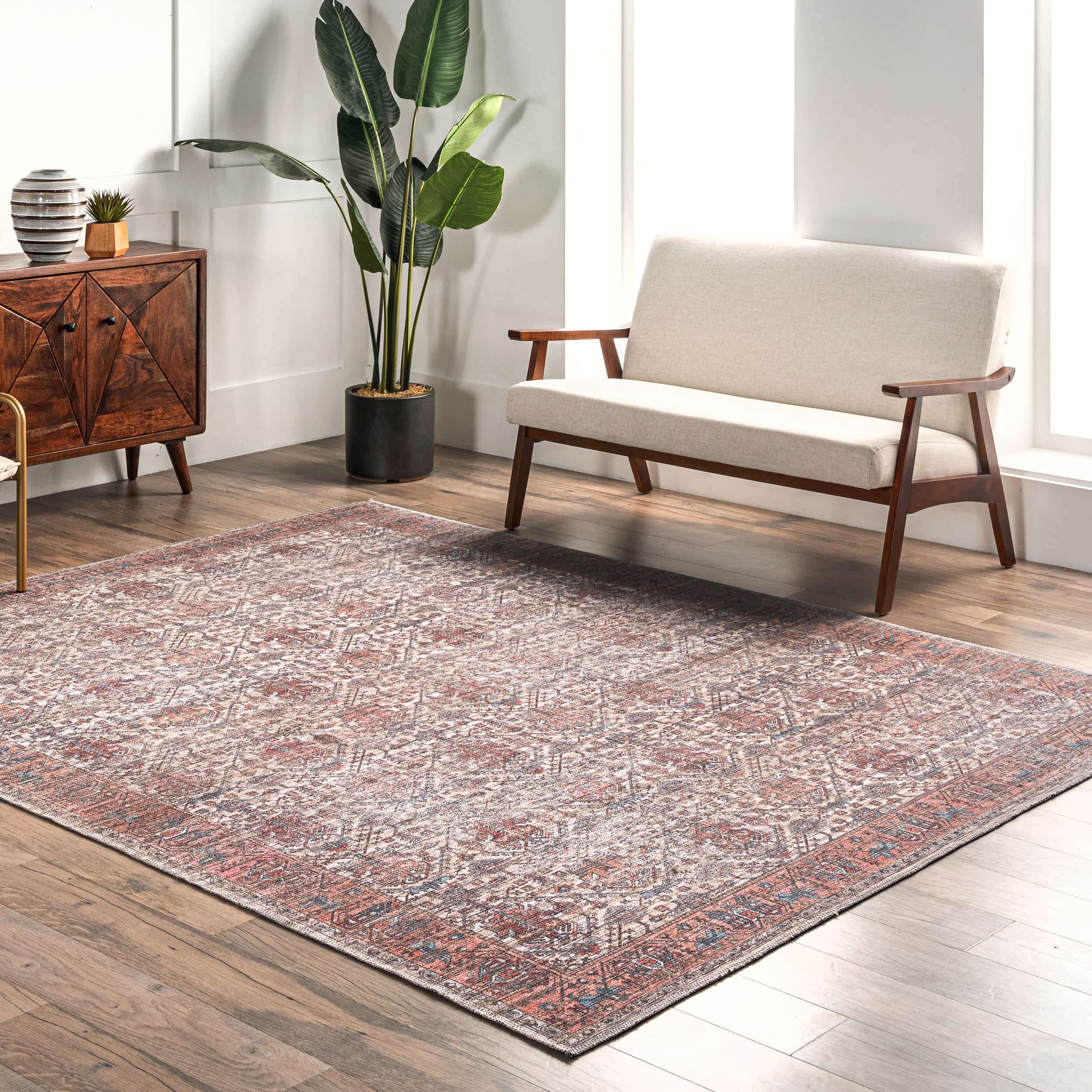 Marilyn Machine Washable Distressed Persian Border Area Rug - Image 9