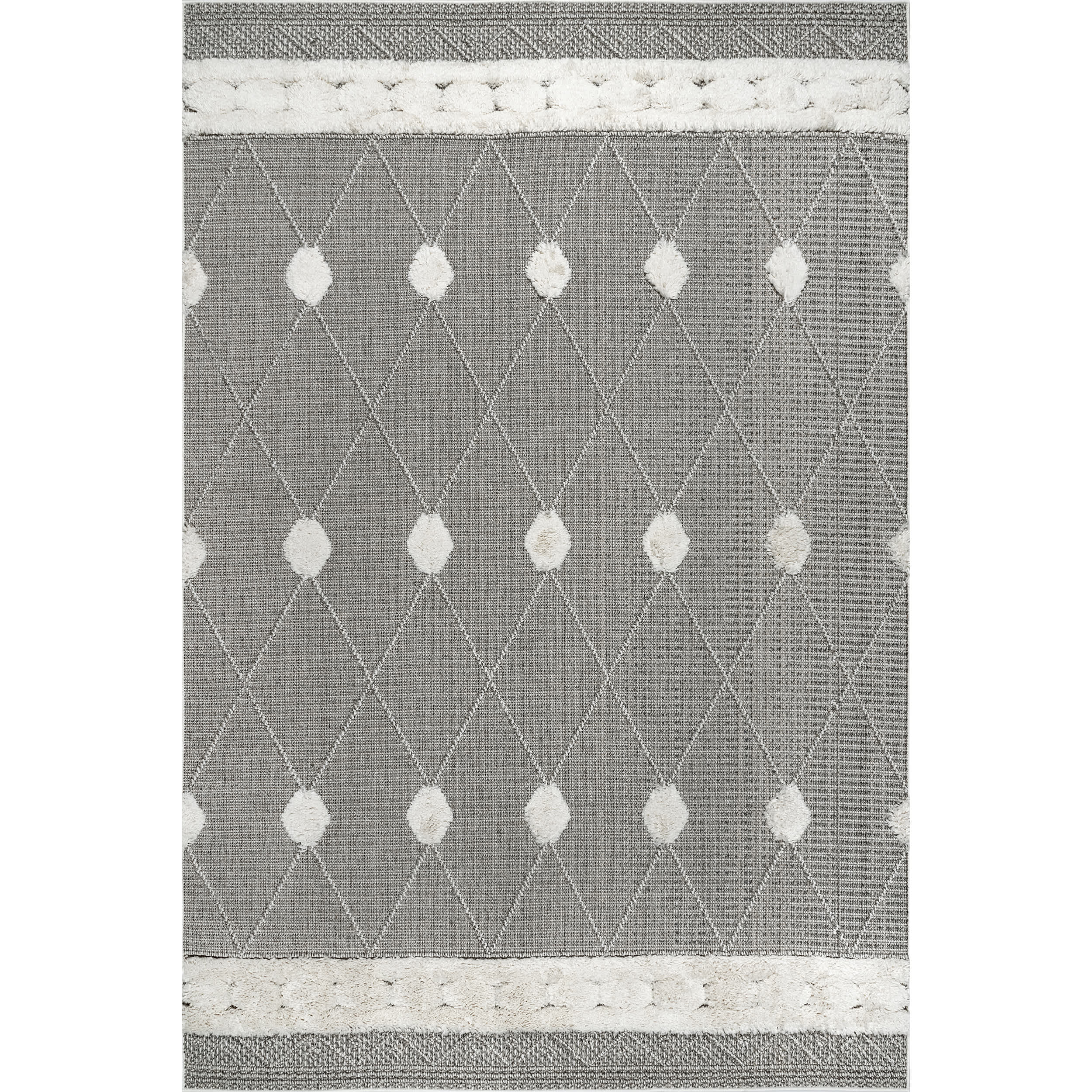 Paola High Low Textured Shaggy Diamond Dotted Area Rug