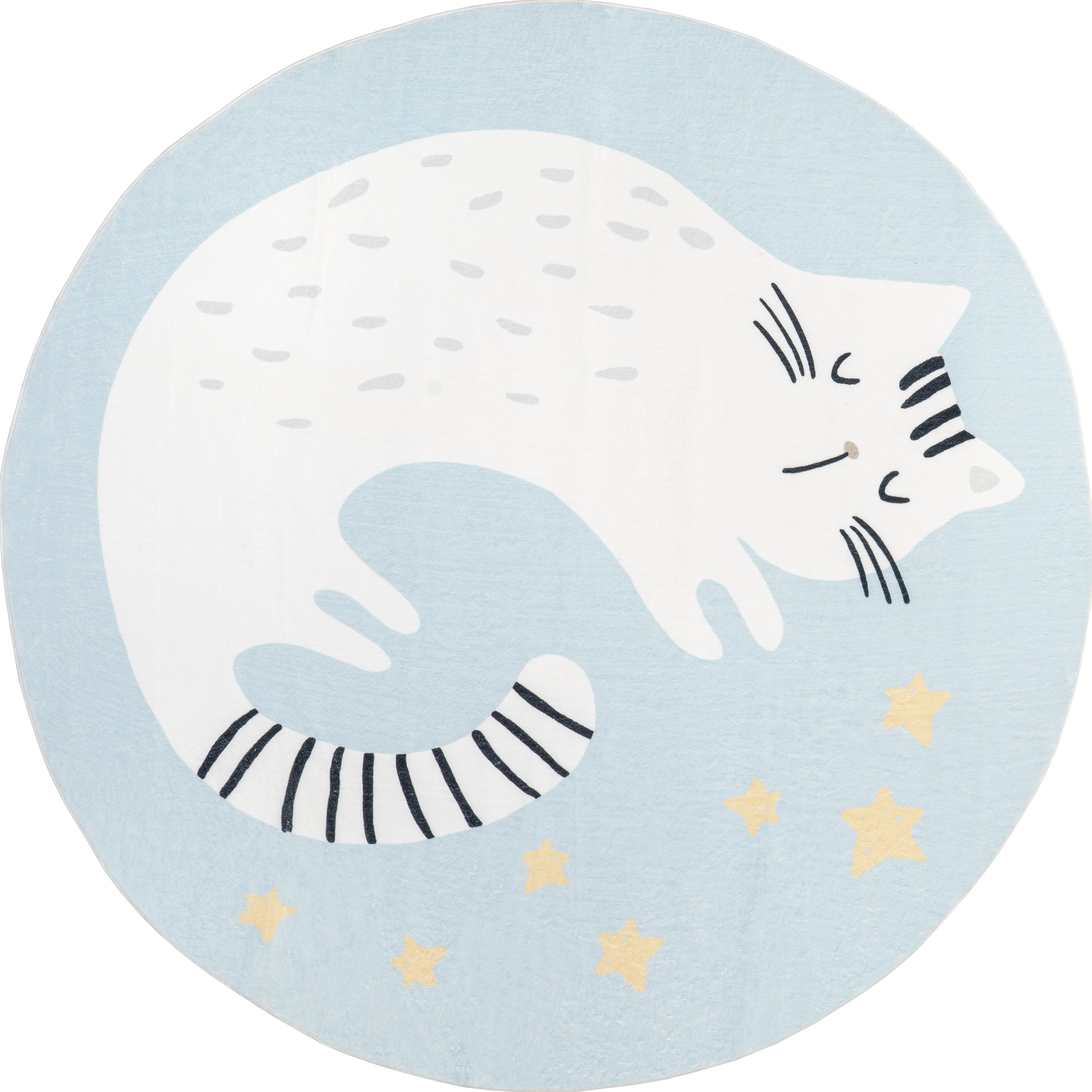 Adalynn Sleepy Cat Kids Machine Washable Area Rug