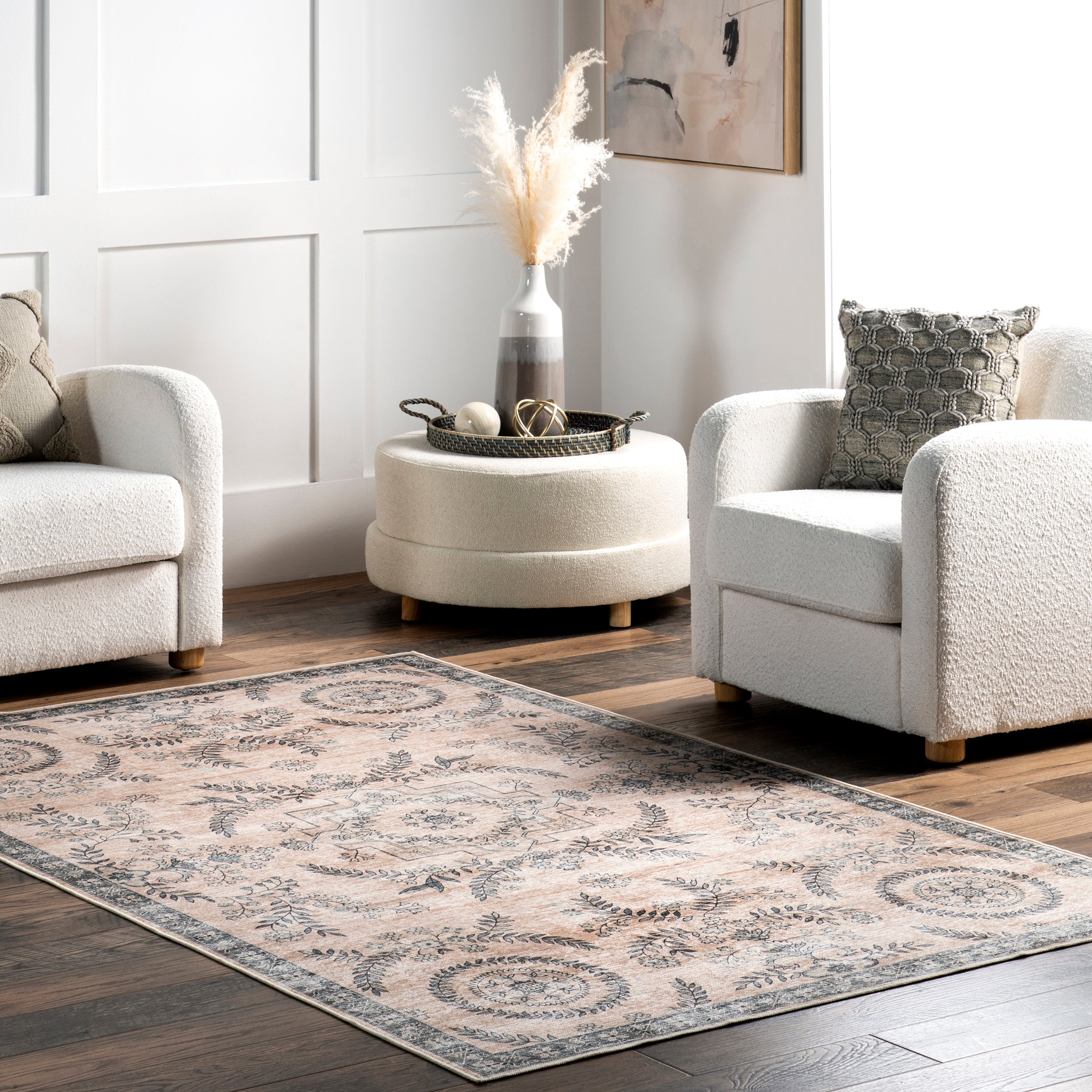 Kirsi Vintage Medallions Machine Washable Area Rug - Image 11