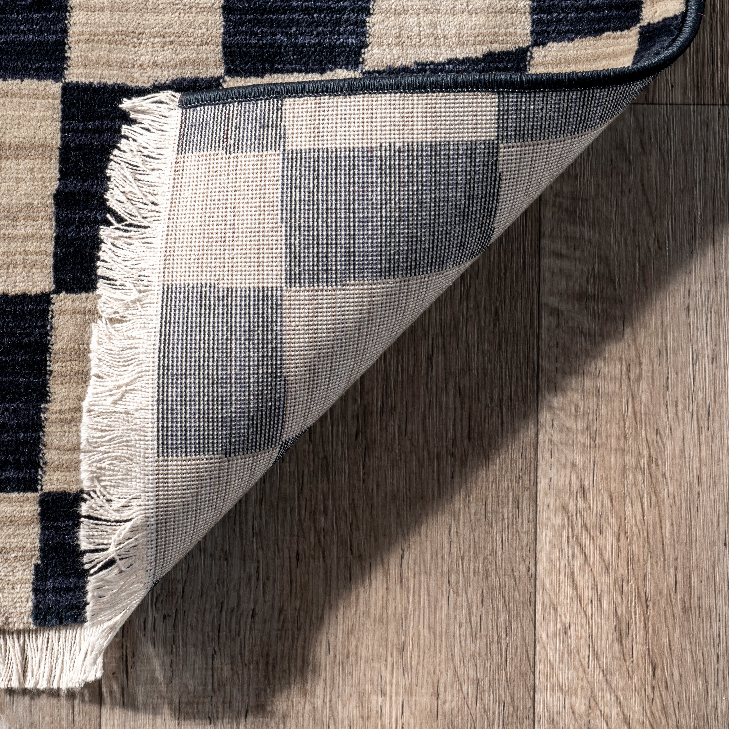 Dominique Abstract Checkered Fringe Area Rug - Image 7