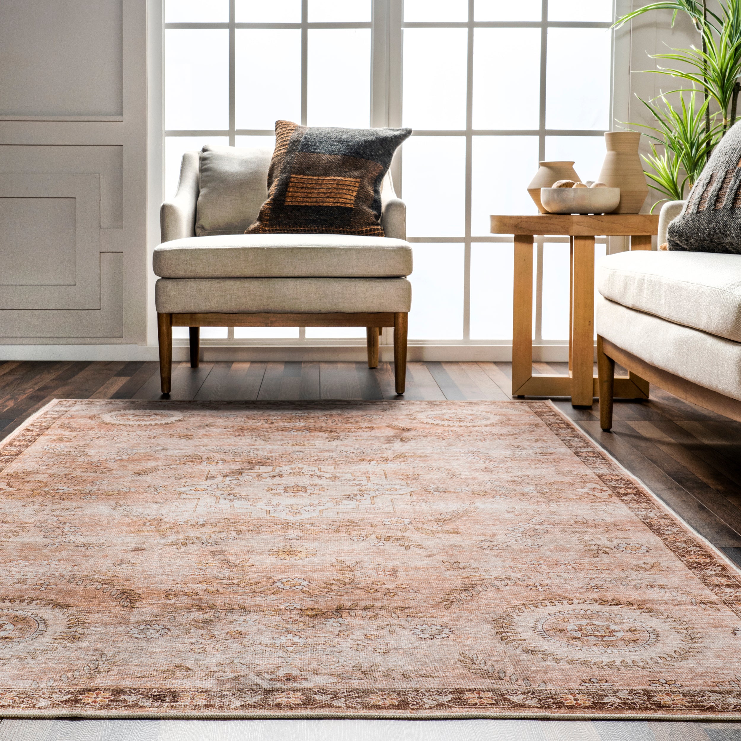Kirsi Vintage Medallions Machine Washable Area Rug - Image 8