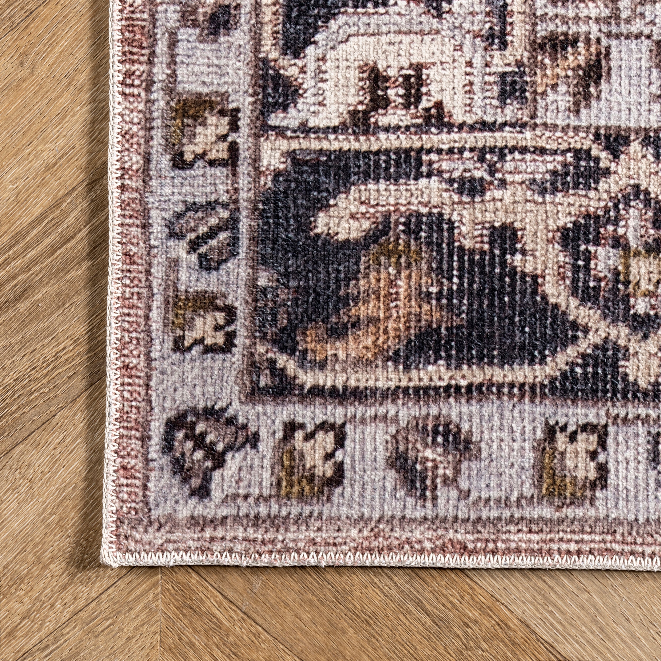 Sasha Machine Washable Medallion Area Rug - Image 5