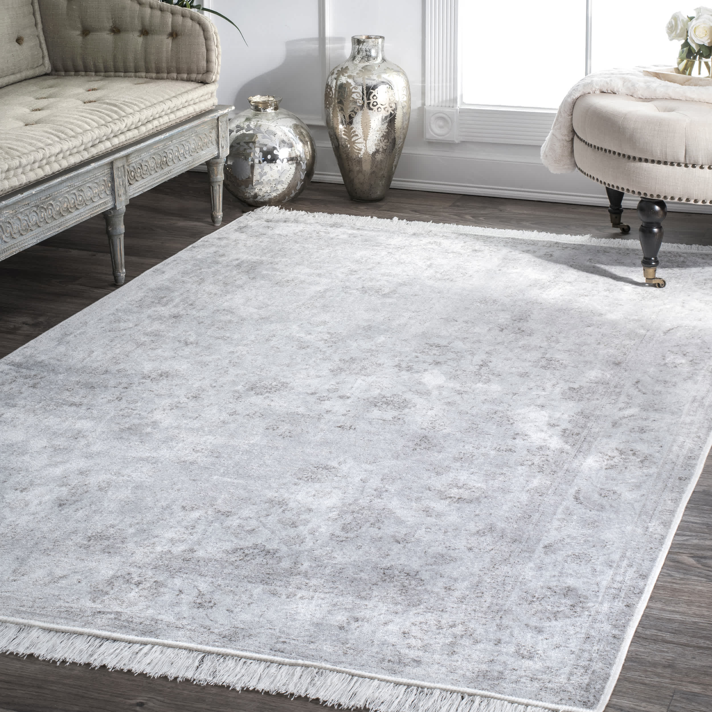 Vintage Floral Elyse Fringe Rug Area Rug - Image 7
