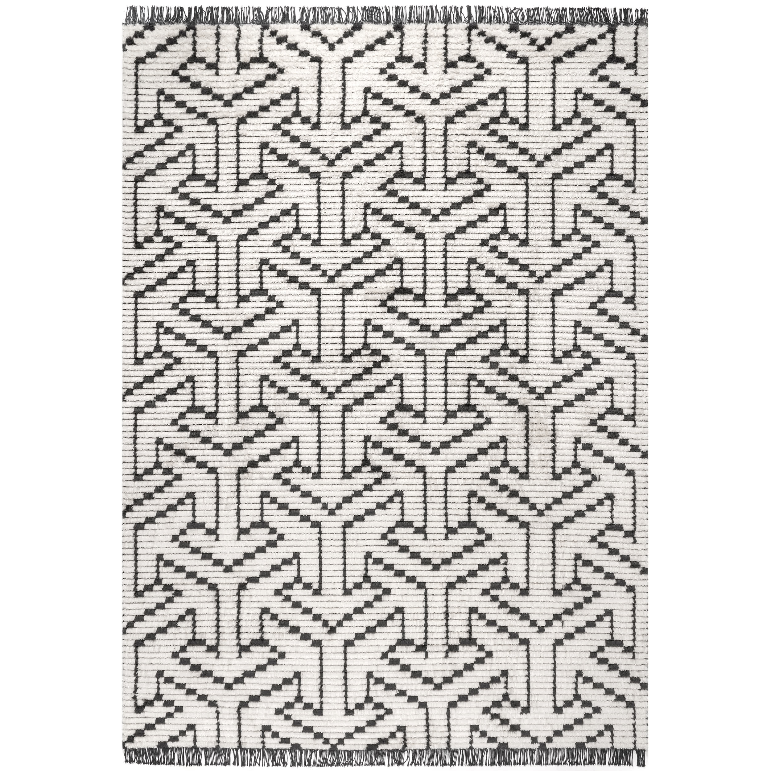 Alyson Modern Abstract Soft Shag Fringe Area Rug