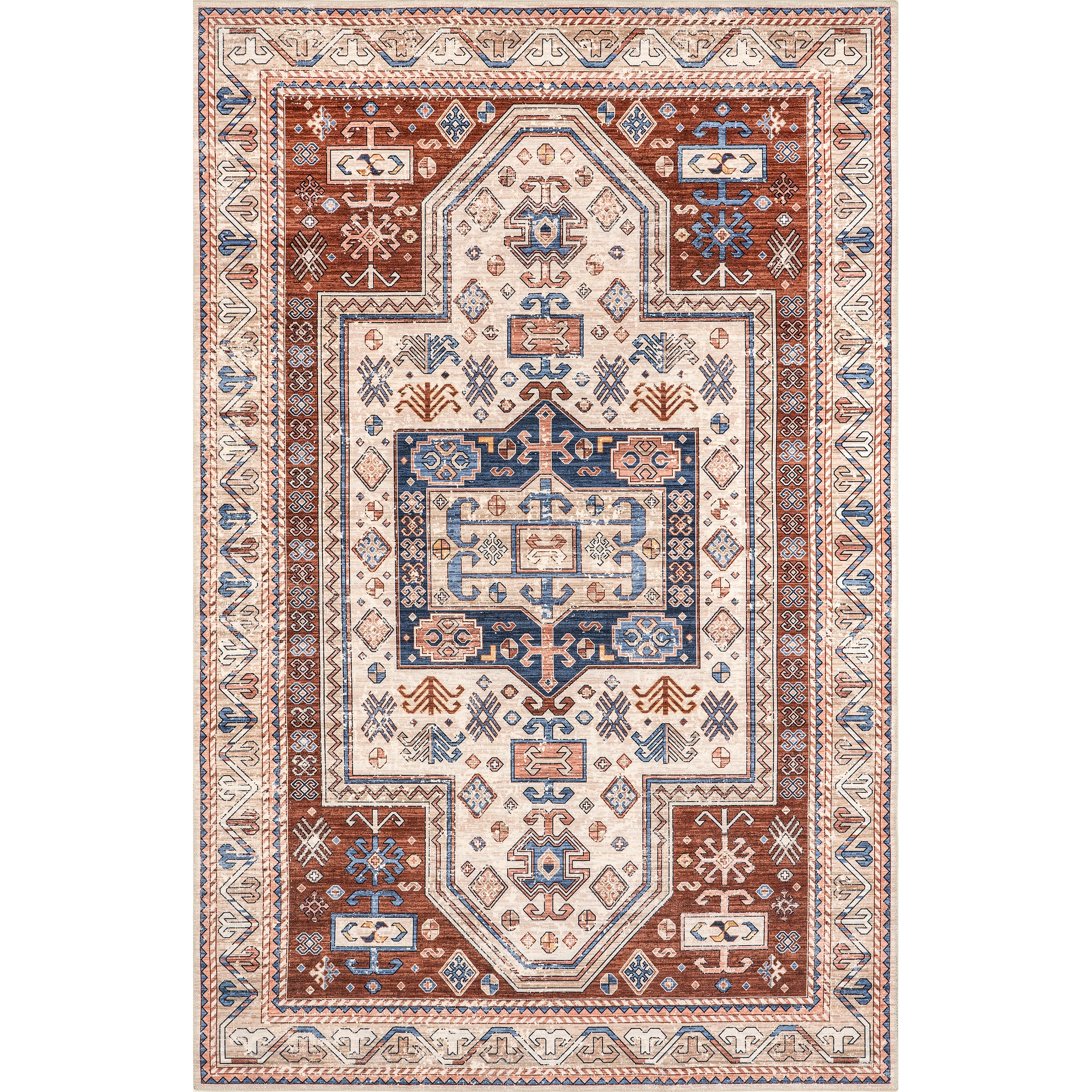 Órla Tribal Bordered Machine Washable Area Rug