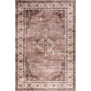 Winnie SplashGuard Distressed Medallion Machine Washable Area Rug