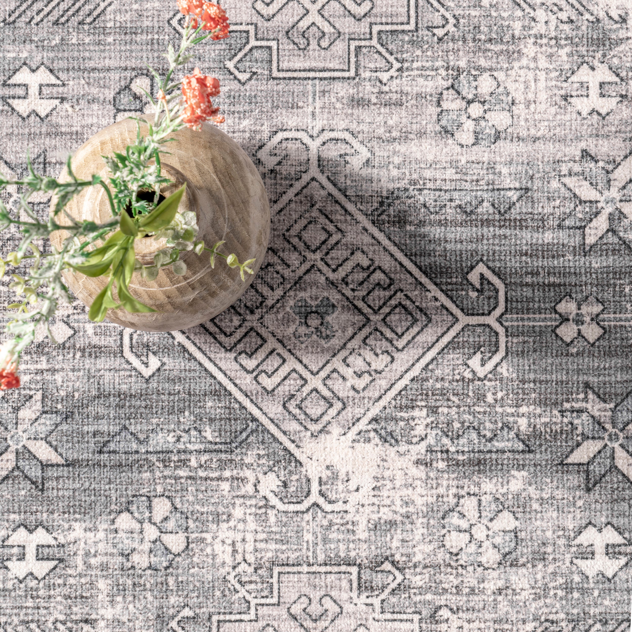 Medallion Bordered Machine Washable Area Rug - Image 19