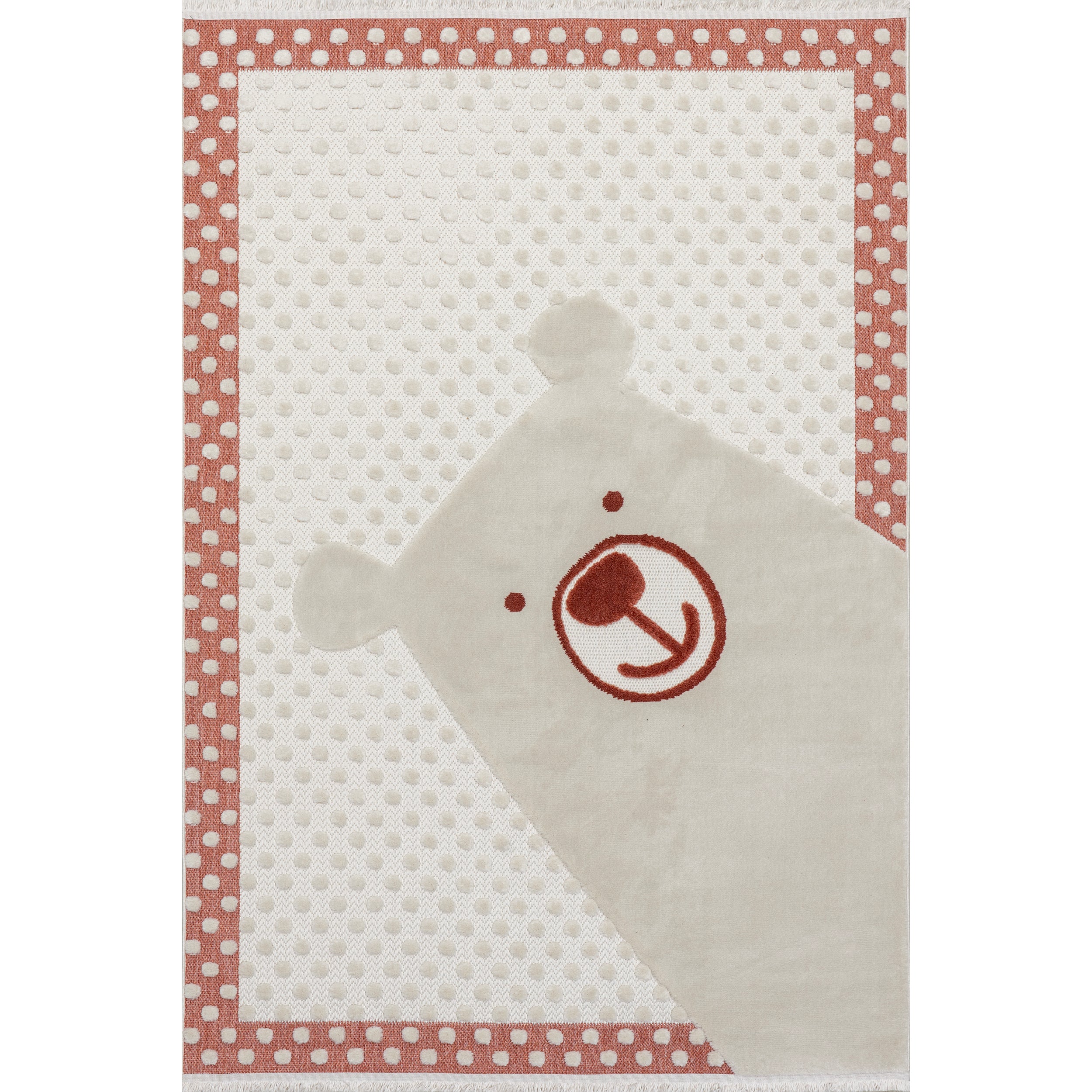 Cecelia Polar Bear Kids Fringe Area Rug