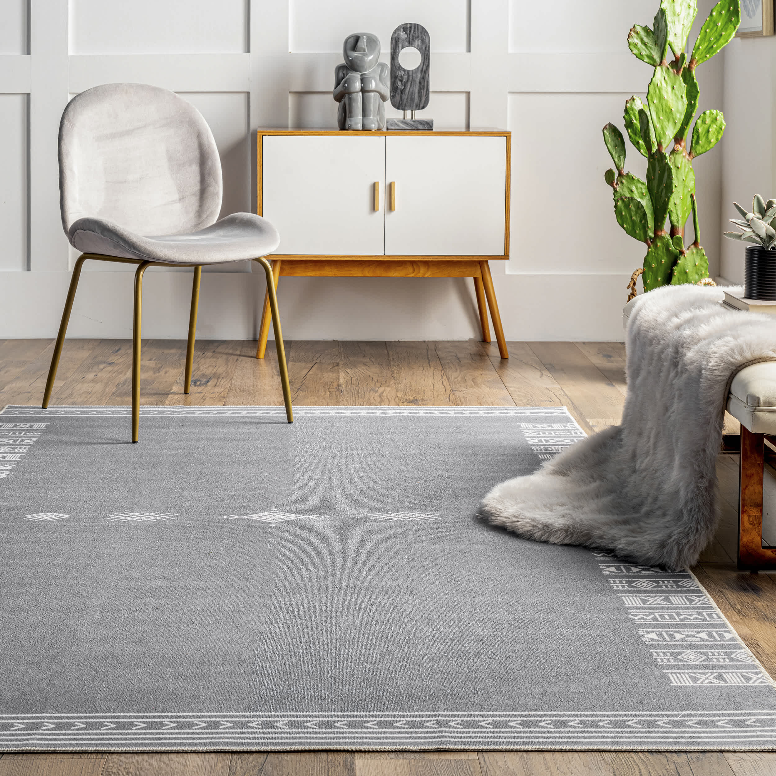 Arina Machine Washable Global Inspired Simplistic Tribal Area Rug - Image 18