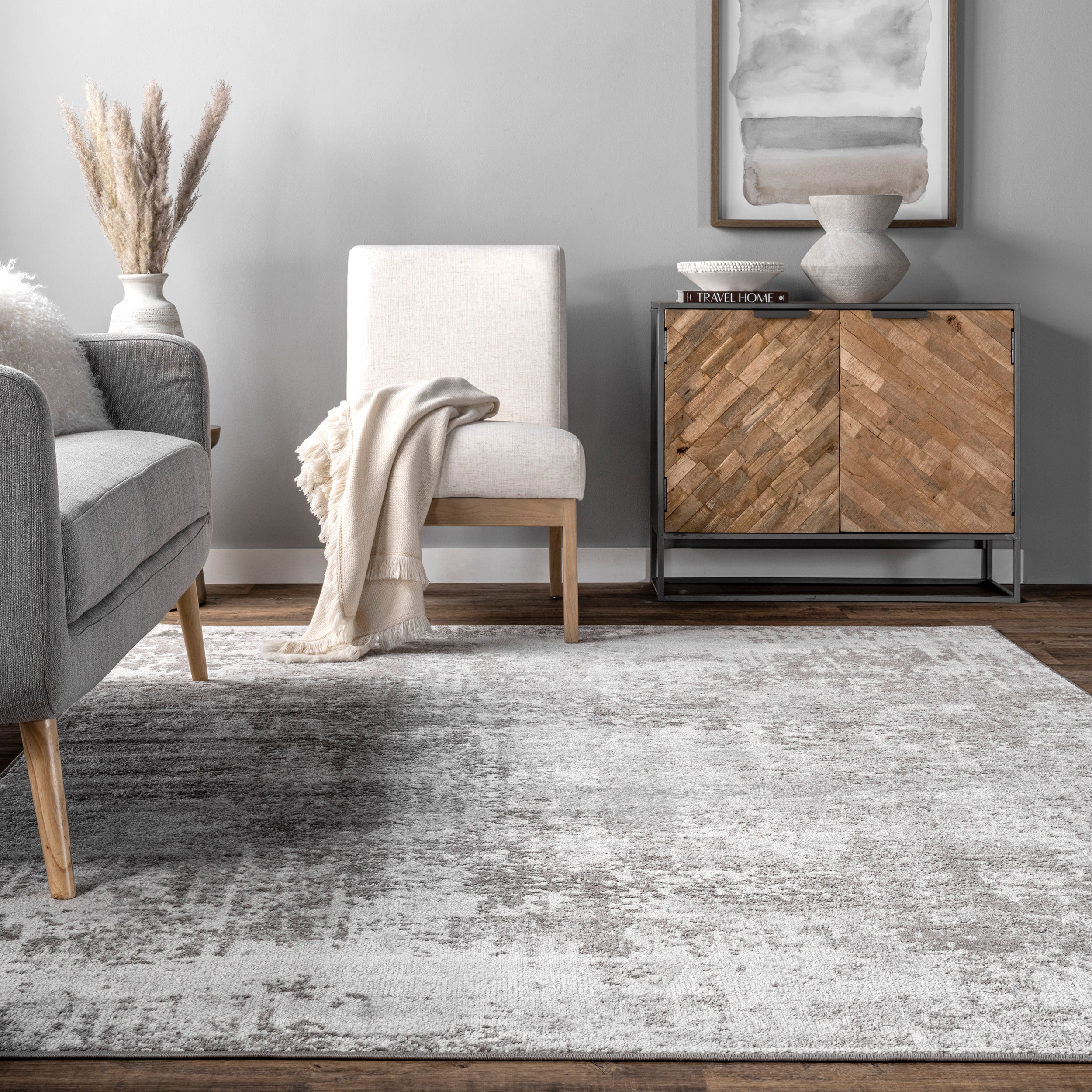 Jade Faded Abstract Area Rug - Image 8