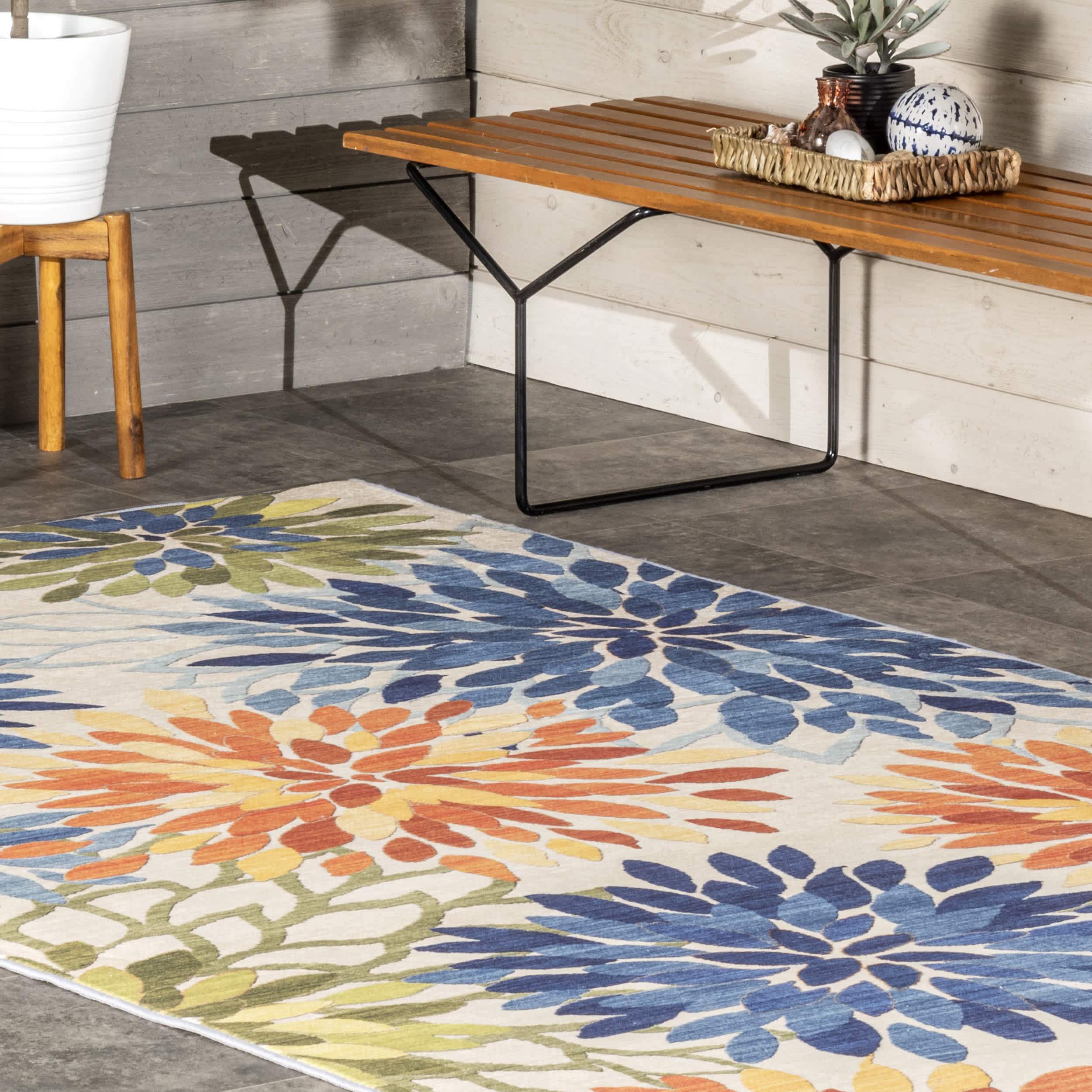 Rosana Floral Machine Washable Indoor/Outdoor Area Rug - Image 9