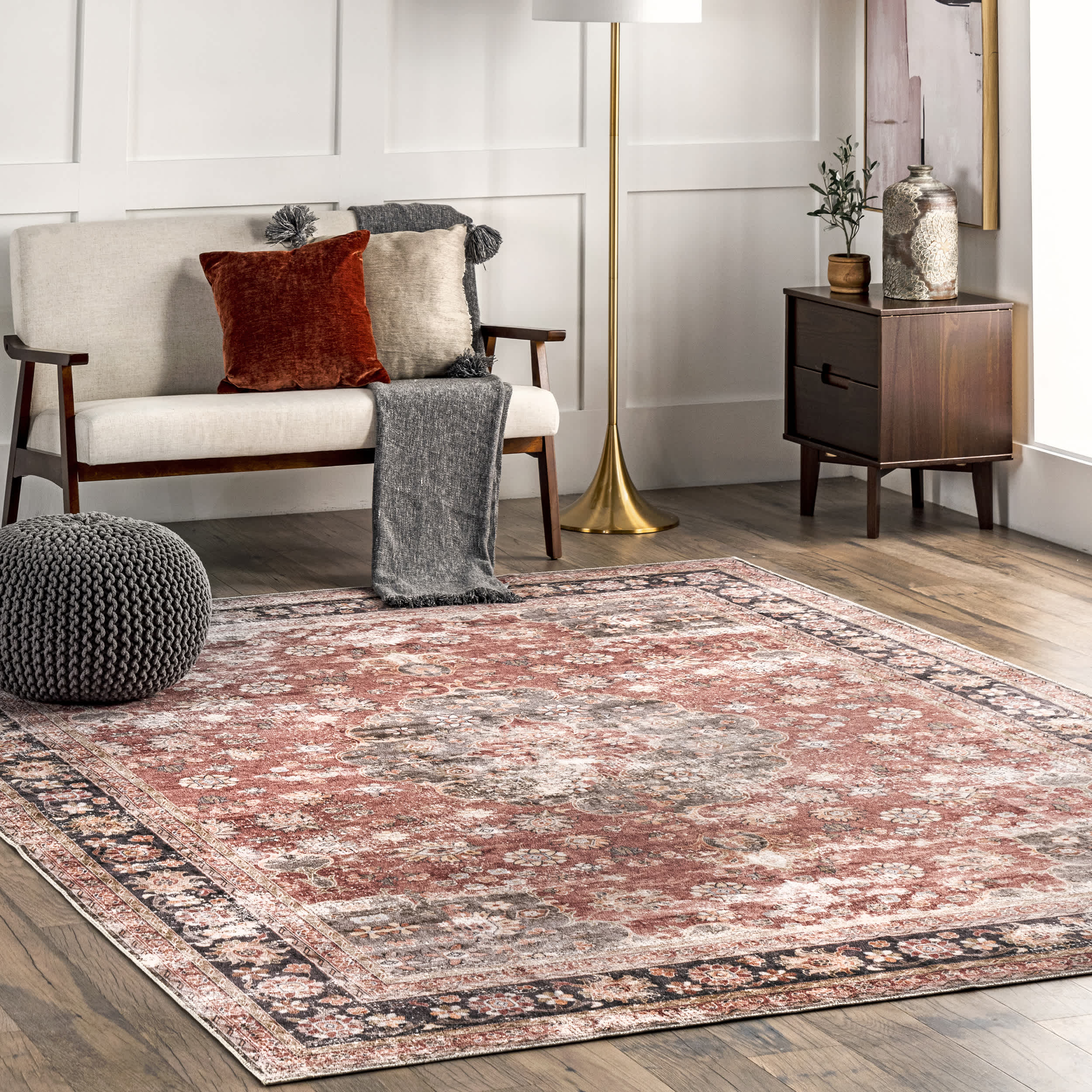 Emelina Traditional Persian Machine Washable Area Rug - Image 2