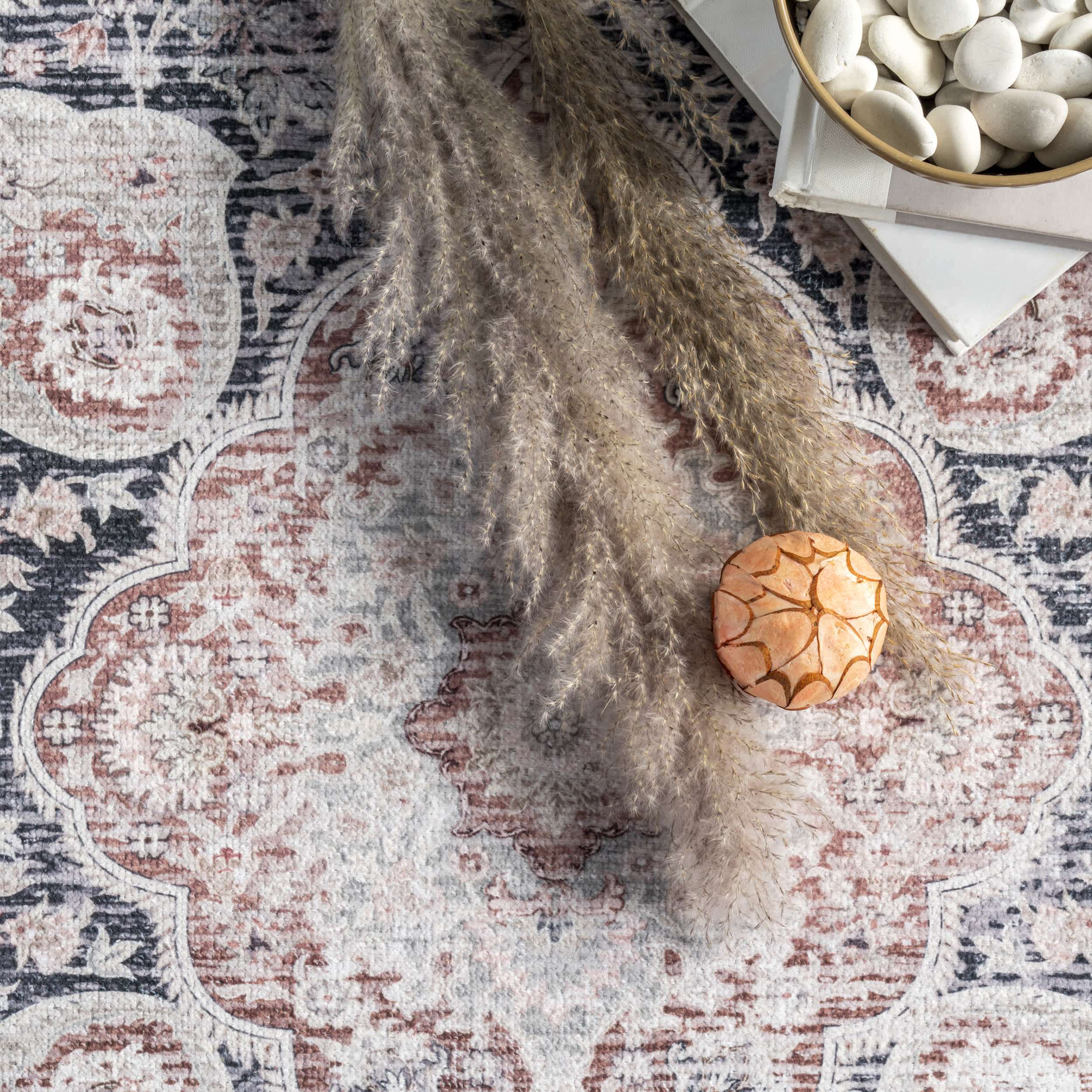 Paulina Machine Washable Traditional Floral Medallion Area Rug - Image 6