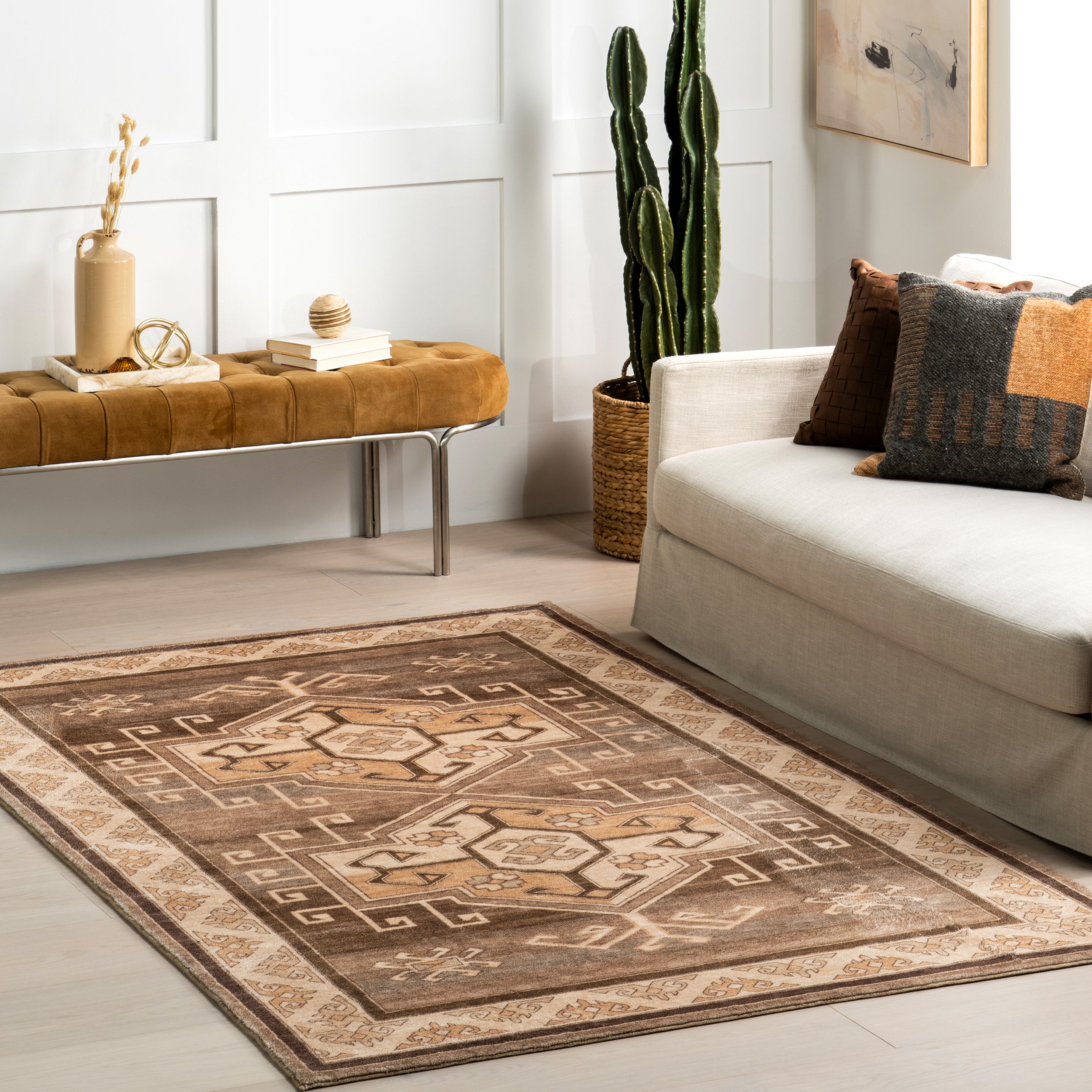 Peony Traditional Medallion Machine Washable Area Rug - Image 2