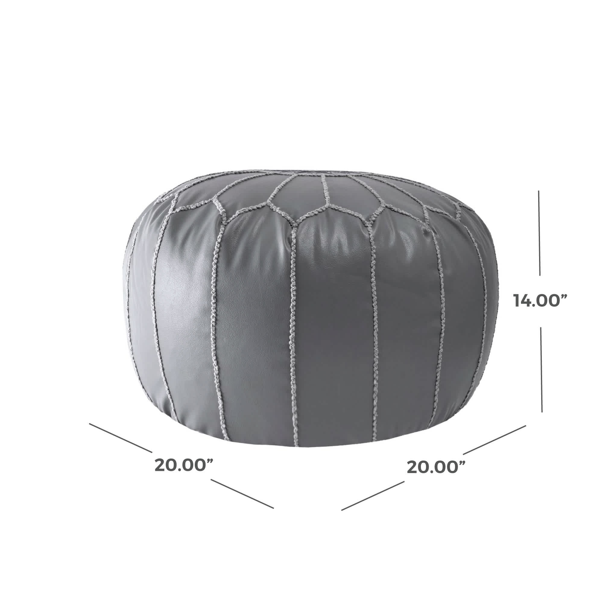 Classic Moroccan Faux Leather Filled Ottoman Pouf - Image 15