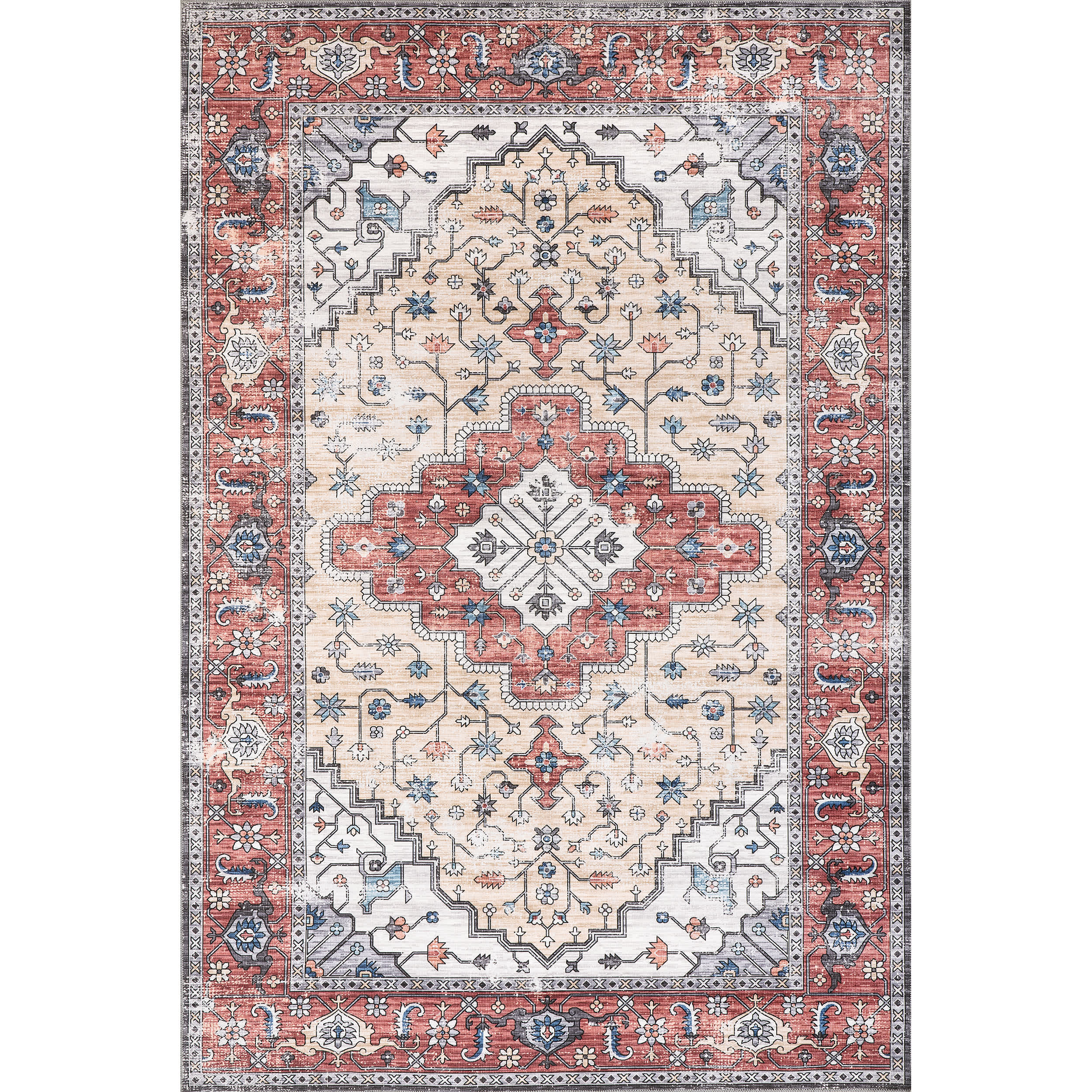 Melanie Transitional Medallion Machine Washable Area Rug