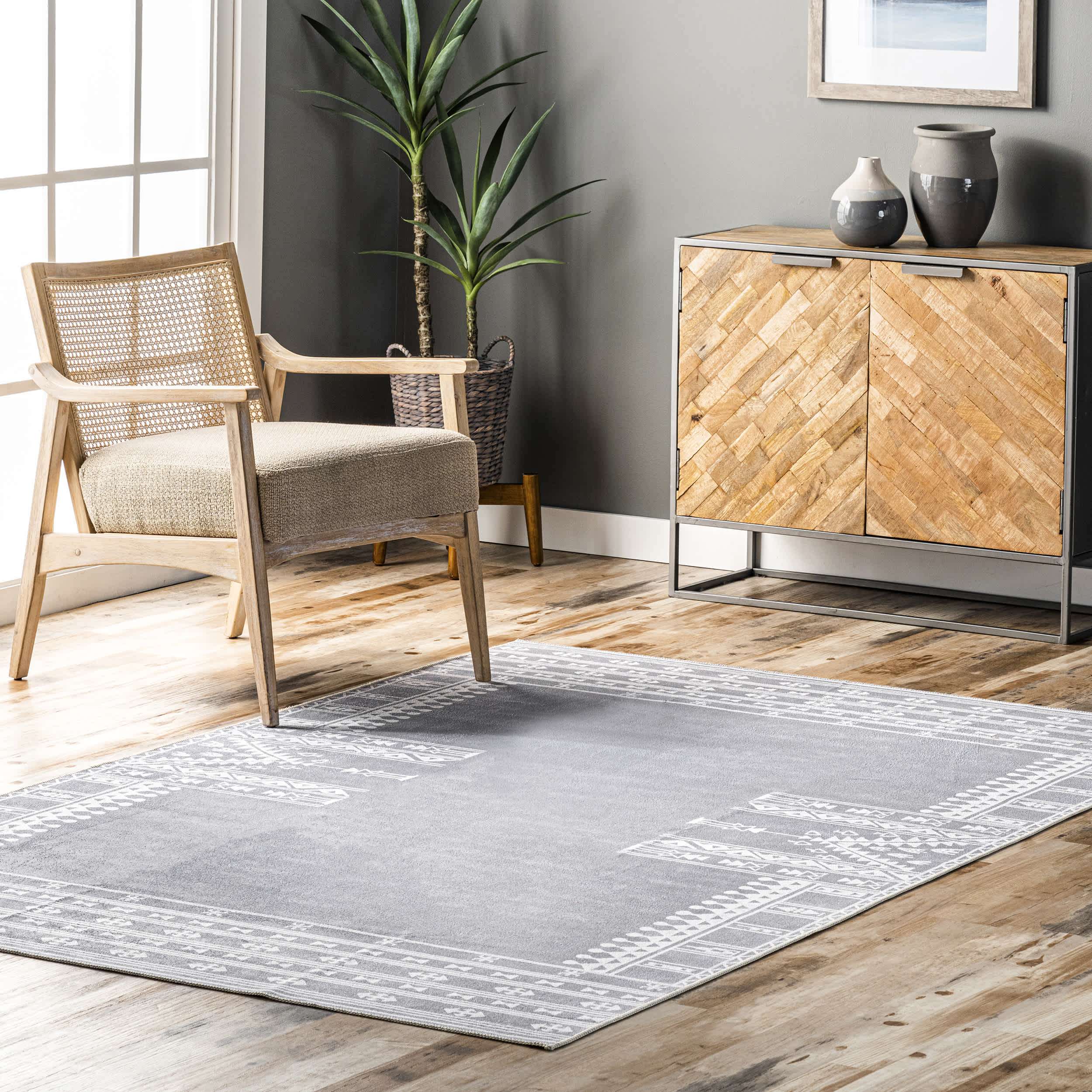 Joelle Machine Washable Tribal Geometirc Border Area Rug - Image 12
