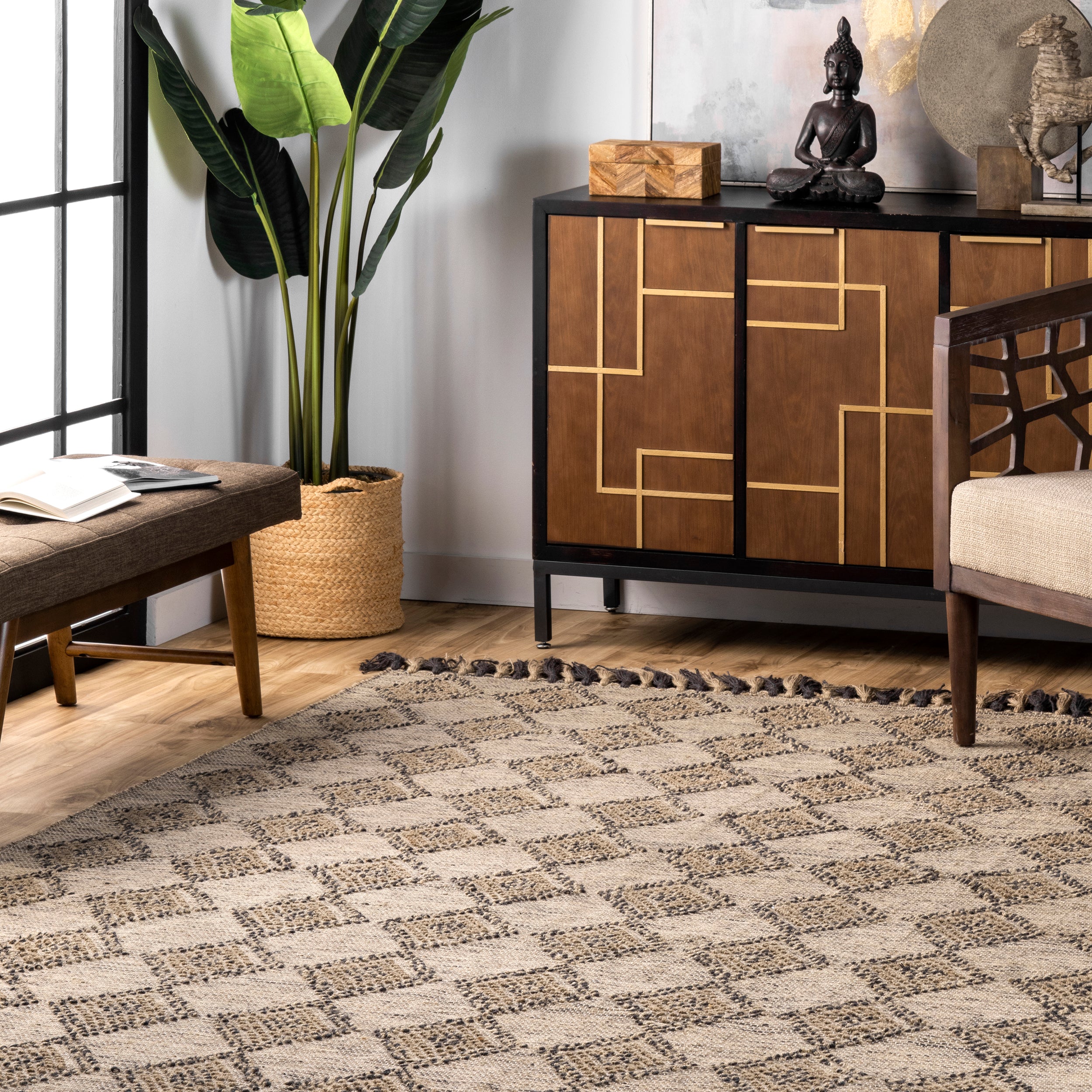Britta Textured Diamond Tassel Area Rug - Image 9