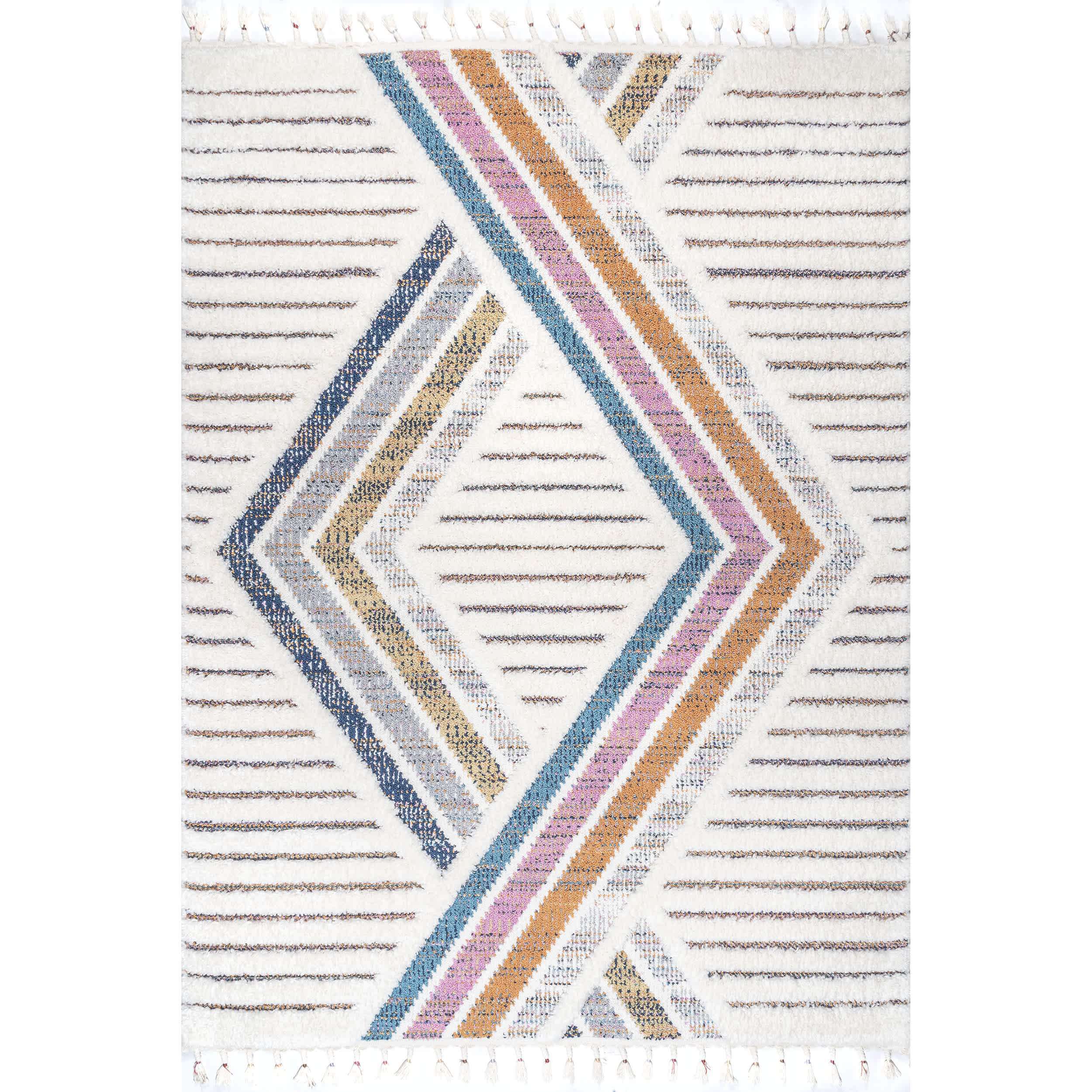 Angela High-Low Modern Diamond Tassel Area Rug