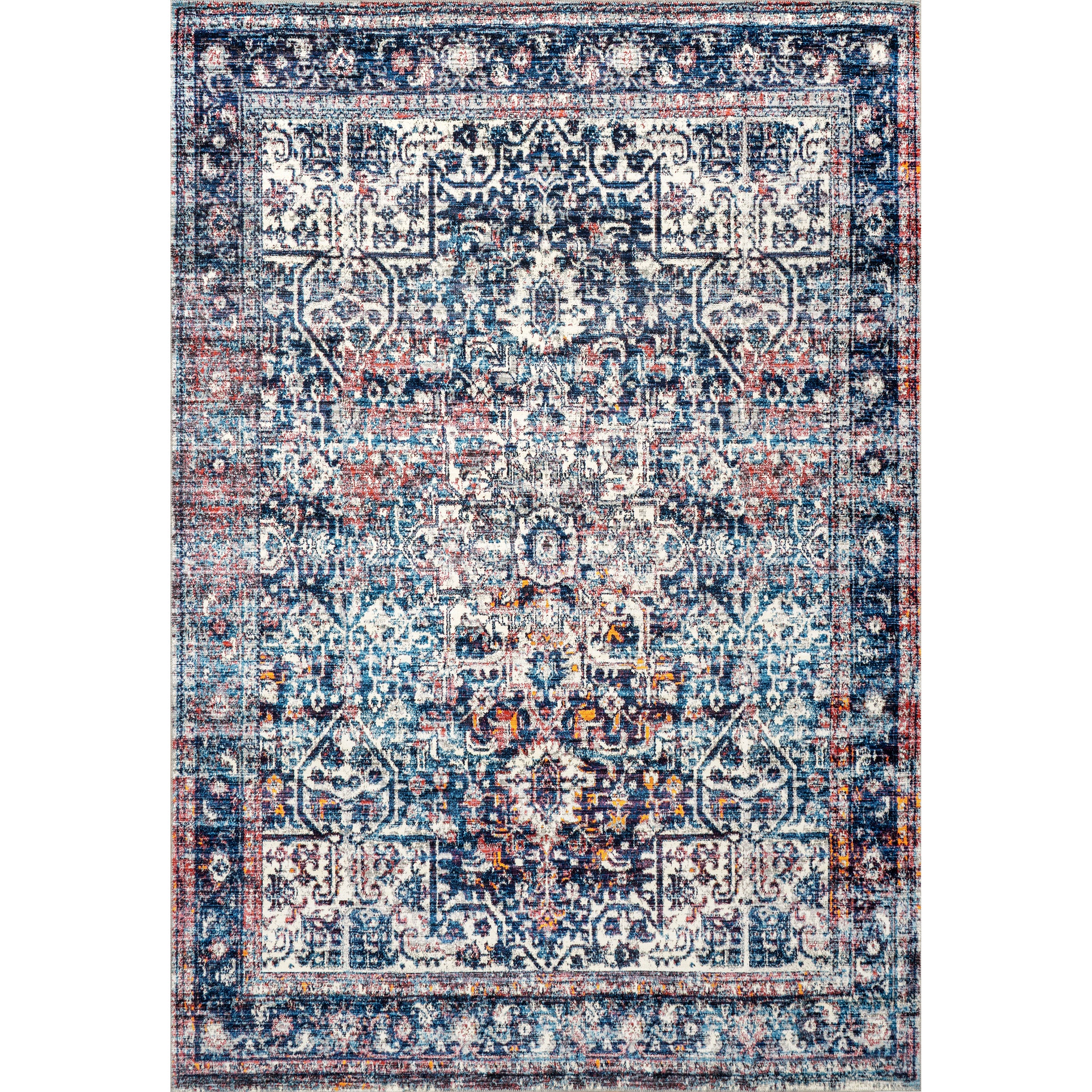 Kasi Vintage Persian Machine Washable Area Rug