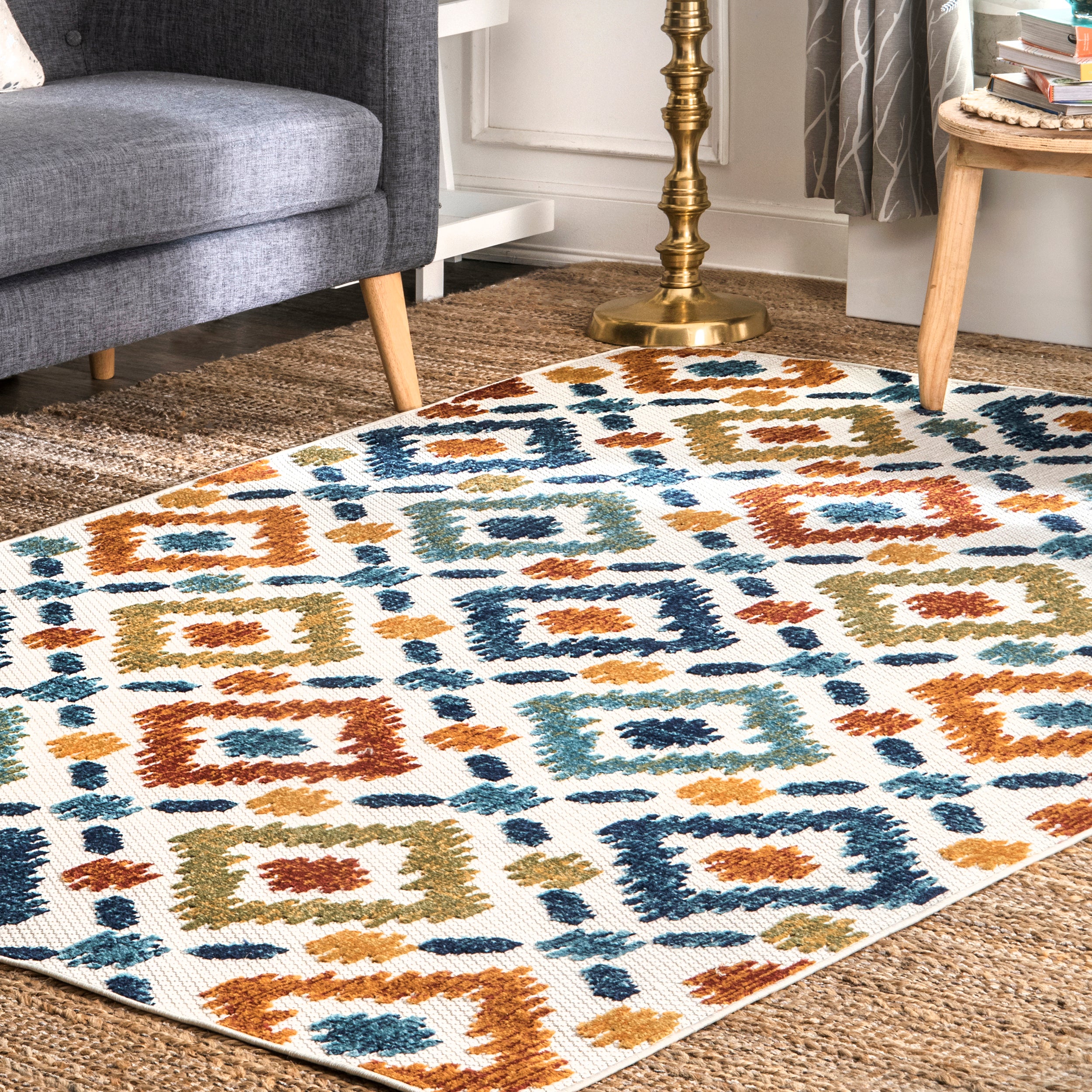 Indoor/Outdoor Transitional Labyrinth Area Rug - Image 2