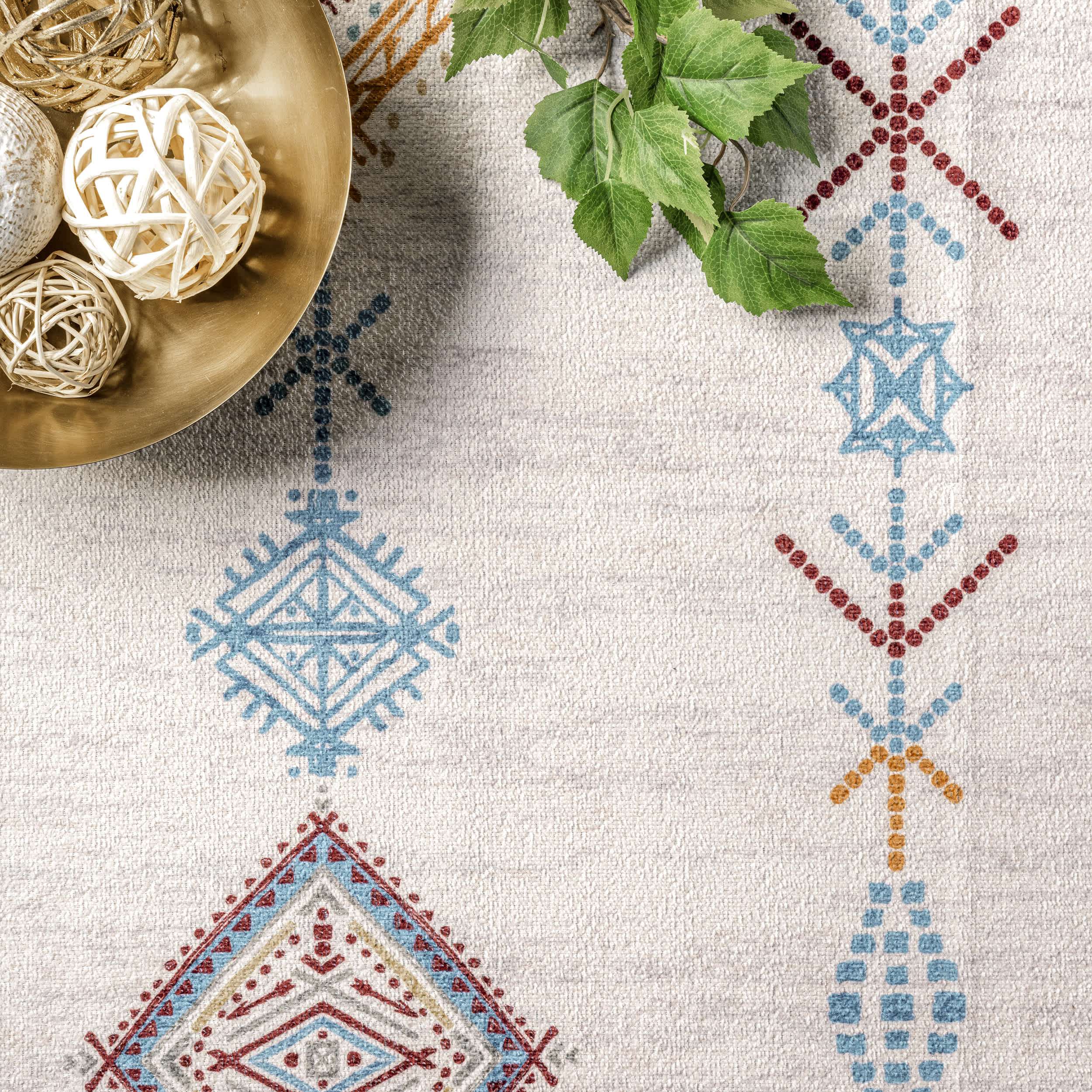 Kiya Machine Washable Moroccan Tribal Geometric Area Rug - Image 6