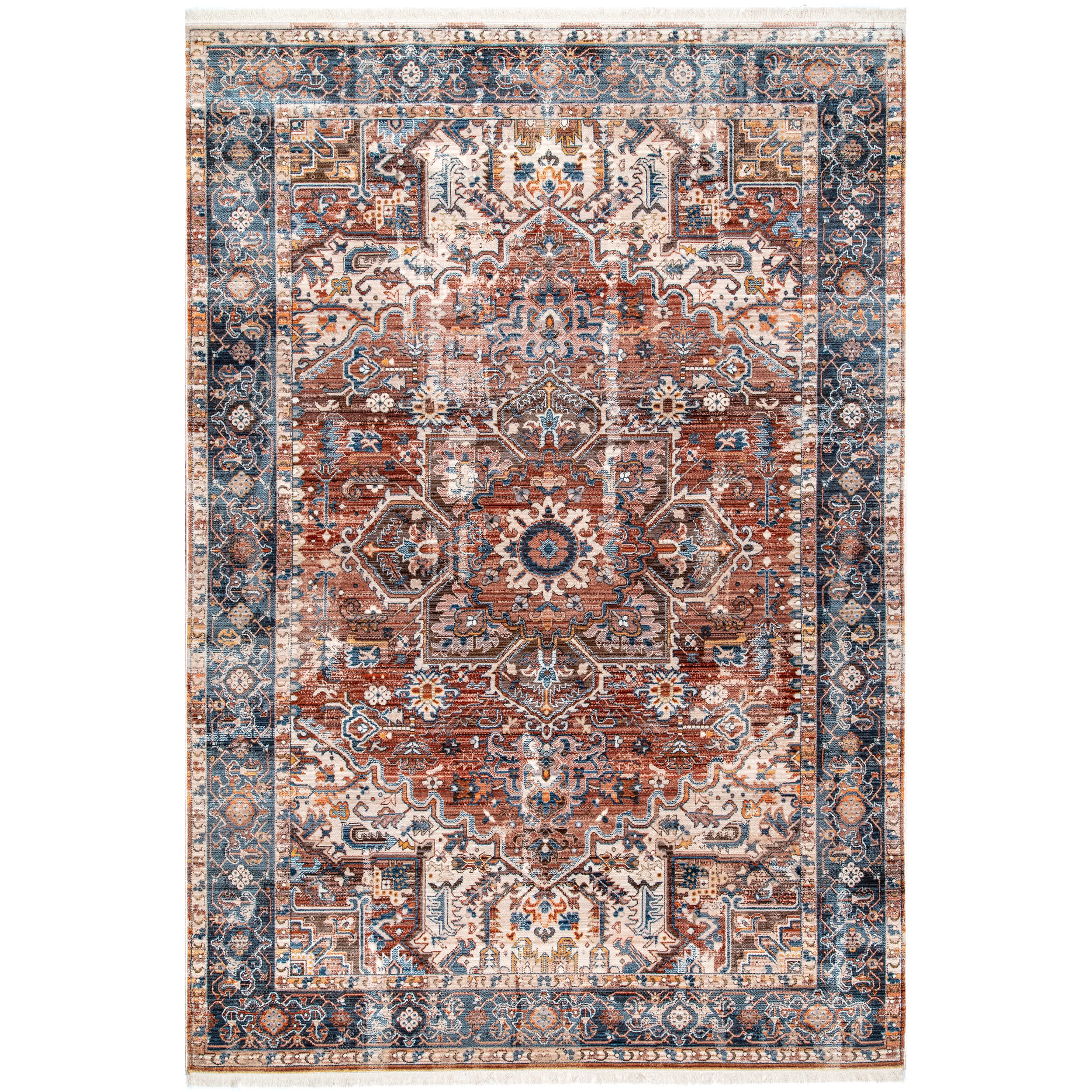 Vintage Pauline Floral Tassel Area Rug