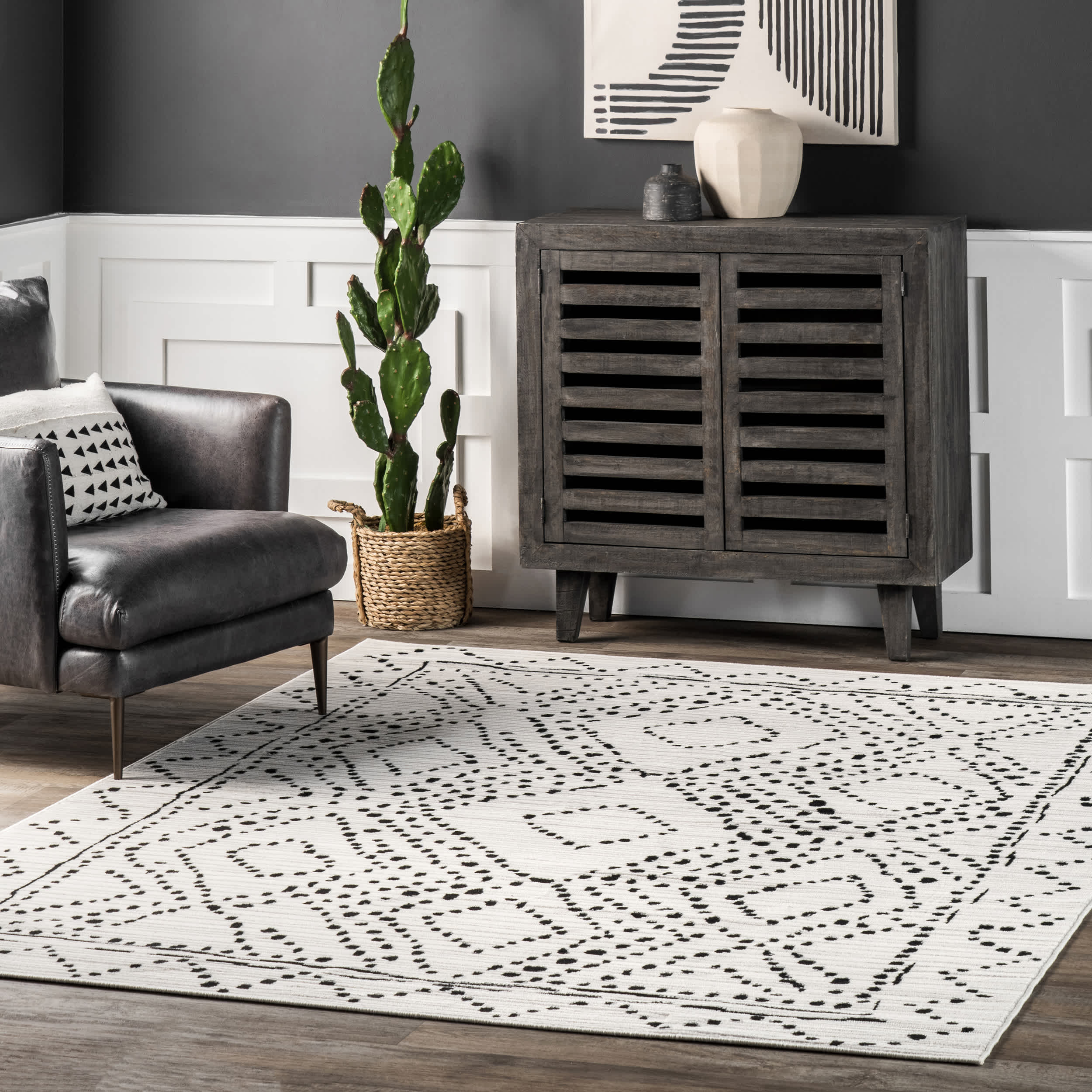 Mila Dotted Diamond Trellis Area Rug - Image 2