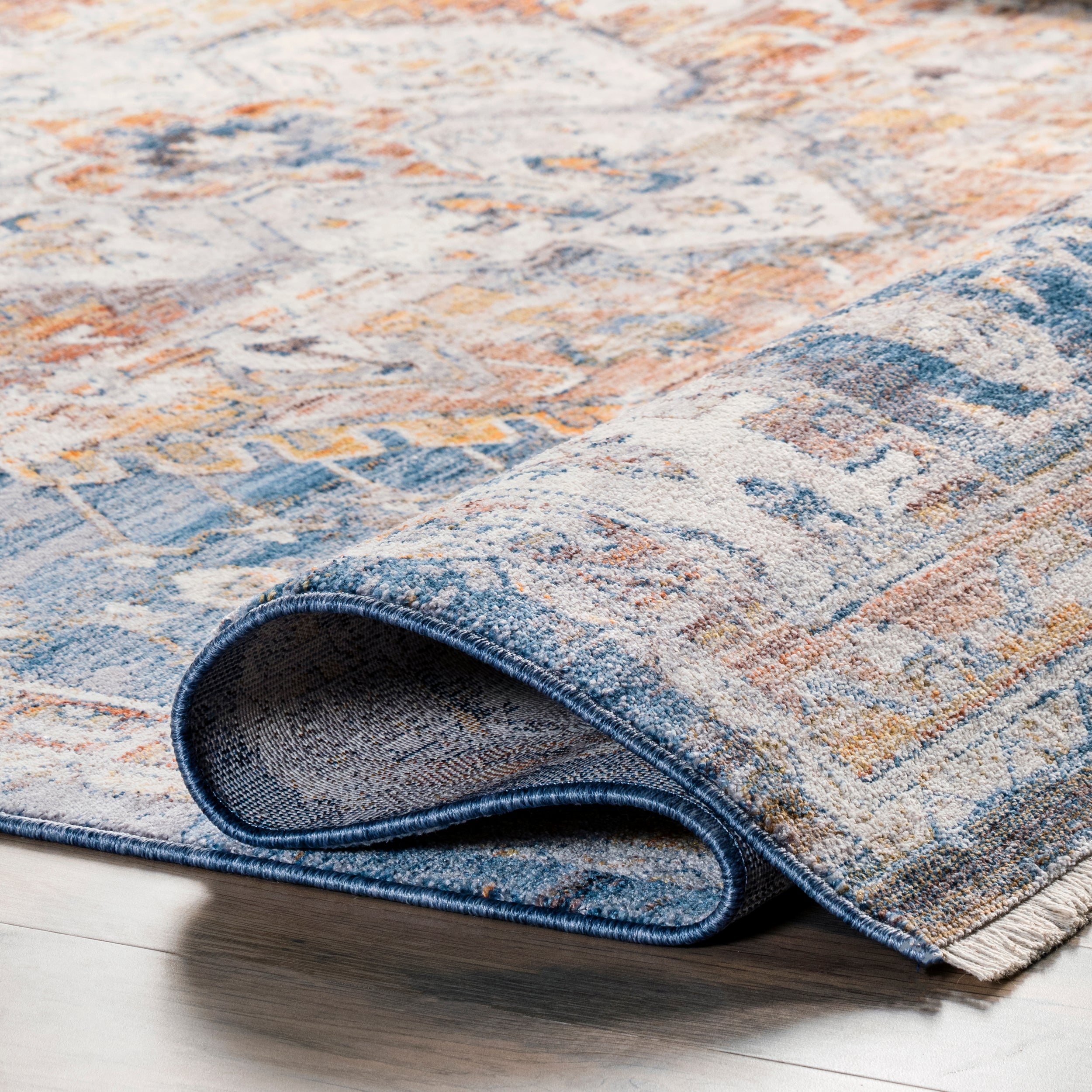 Addison Transitional Faded Medallion Fringe Area Rug - Image 4
