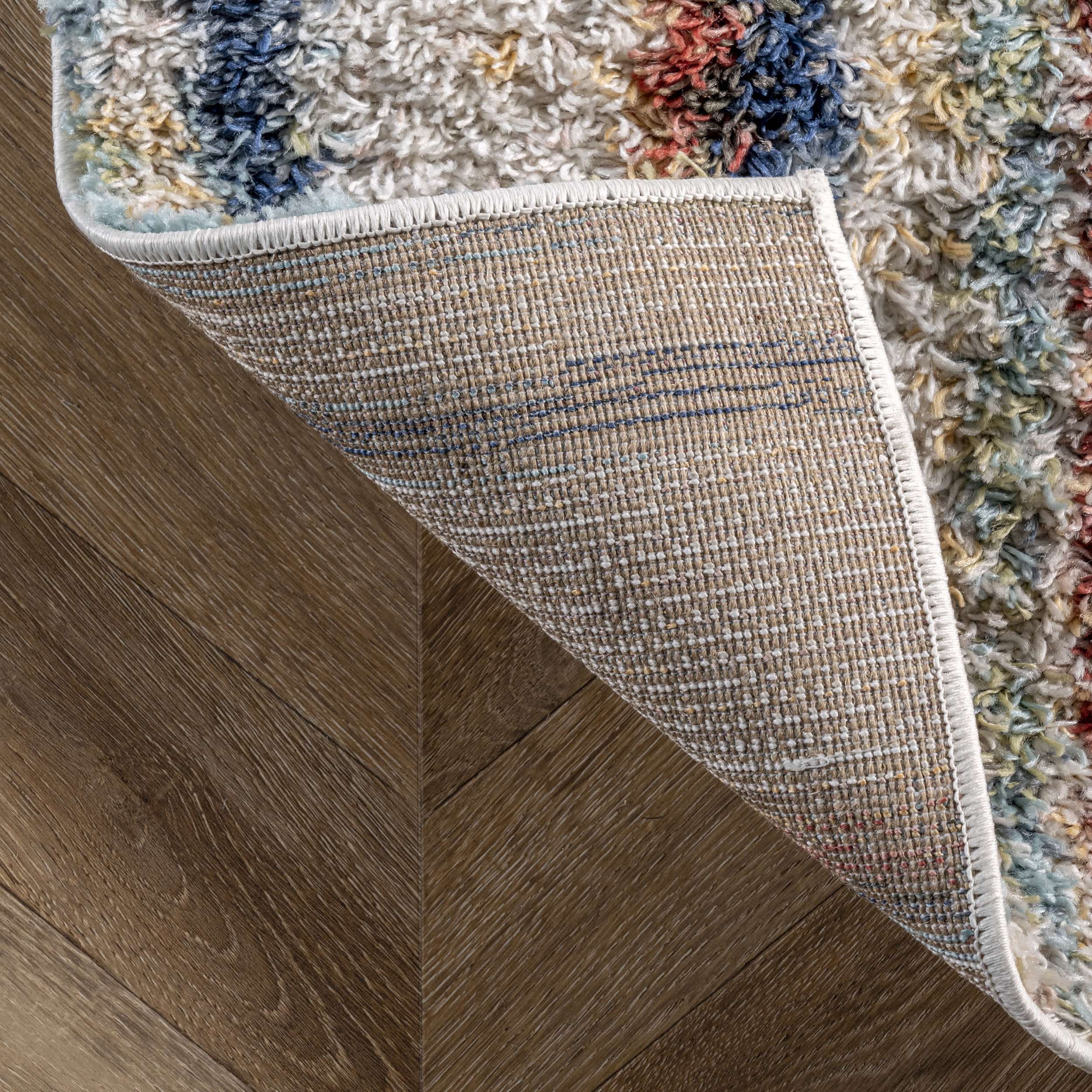 Aimee Banded Stripes Shaggy Area Rug - Image 7