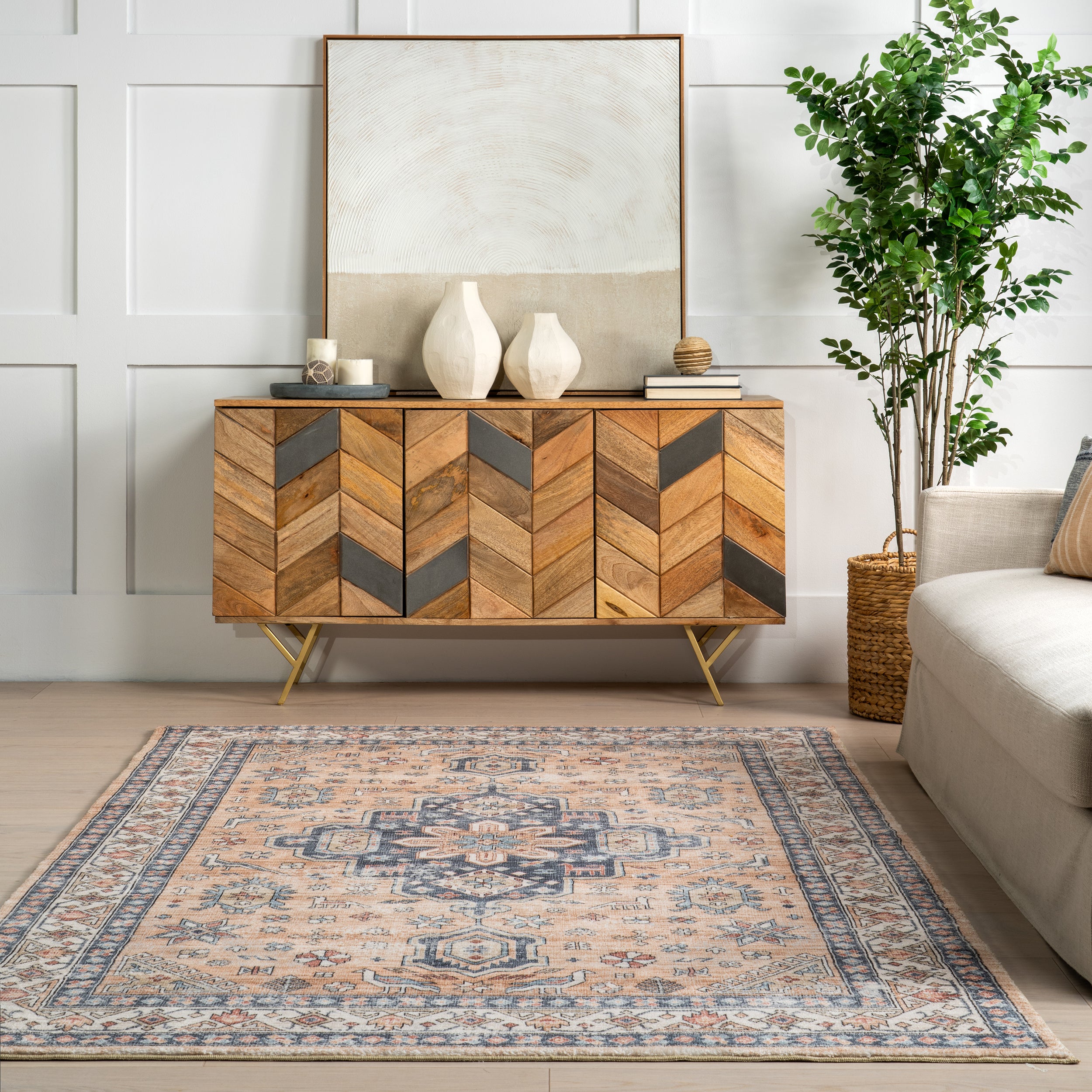 Jordan Vintage Medallion Machine Washable Area Rug - Image 17