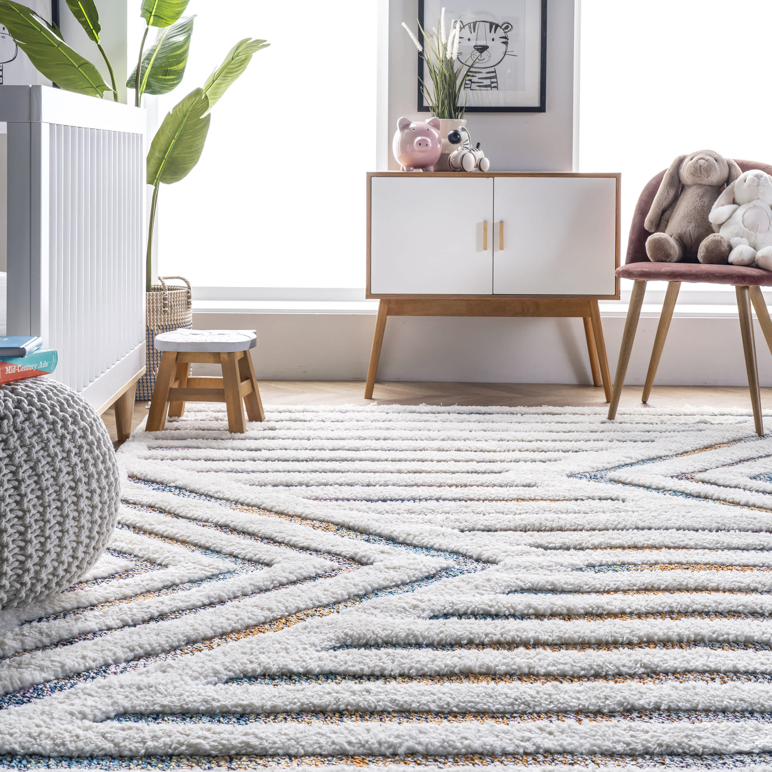 Bristol High-Low Geometric Ripples Tassel Area Rug - Image 8