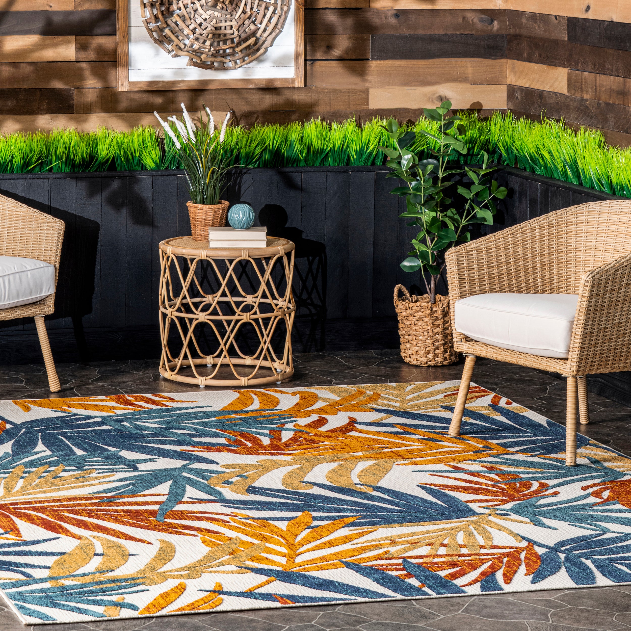 Flor Multi Tropical Leaves Indoor/Outdoor Area Rug - Image 2