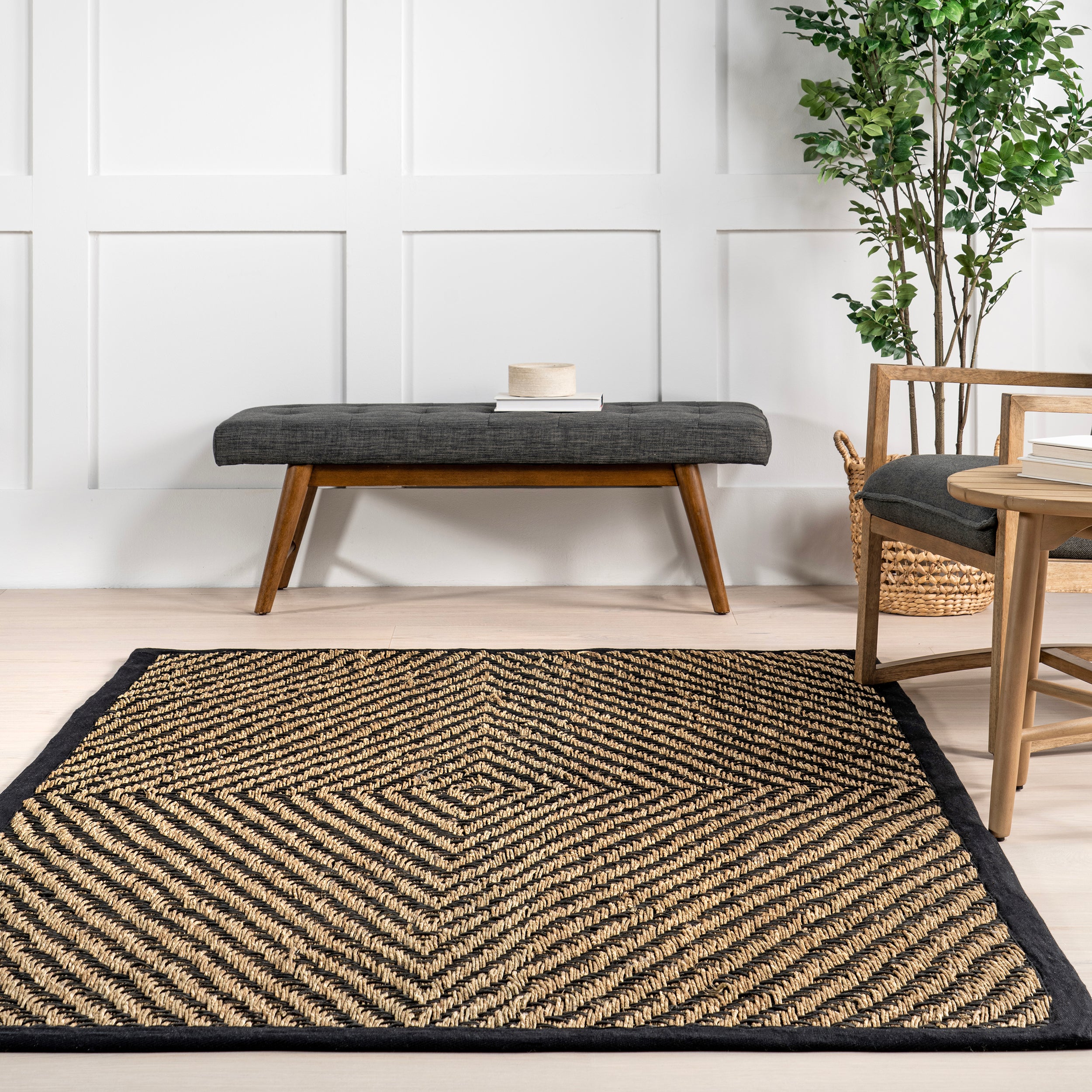 Meara Geometric Striped Seagrass Area Rug - Image 17